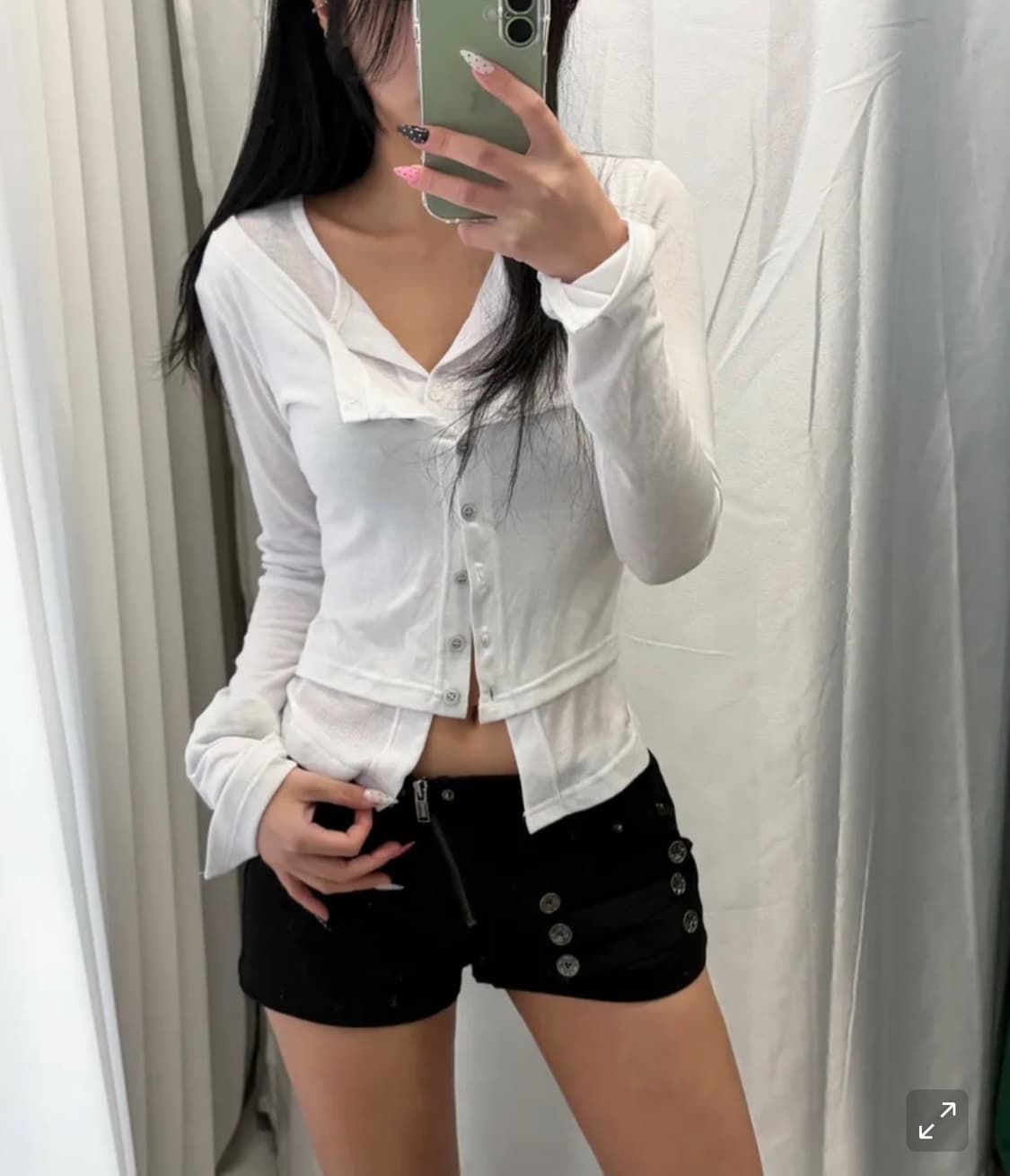 에트오소메 더블버튼 레이어드 가디건 상품이미지4