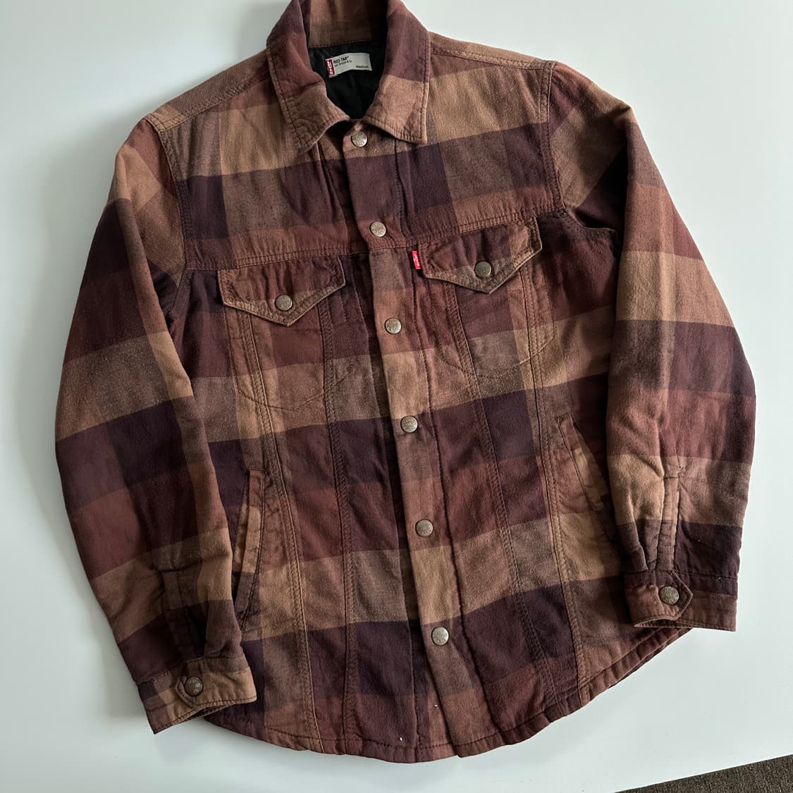 Levi's red tab 리바이스 재팬라인 레드탭 퀼드트 체크 패턴 셔 상품이미지1