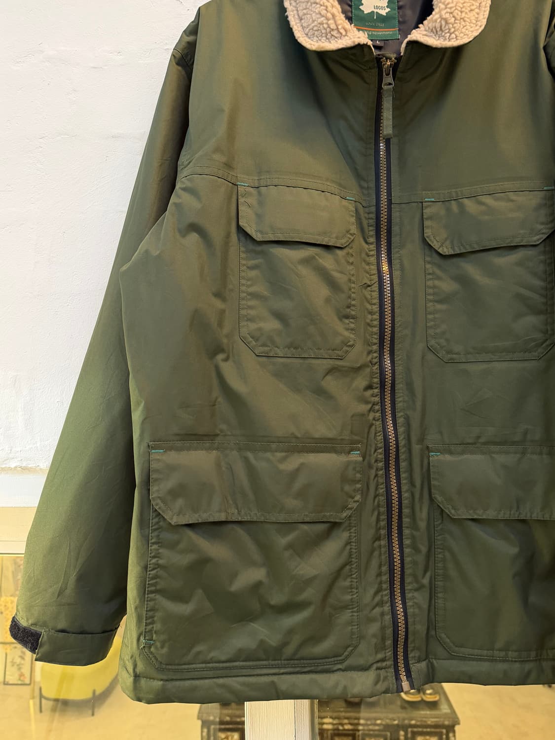 Logos 카키 폴리쉘 콘트라스트 플리스 카라 자켓 L 상품이미지4