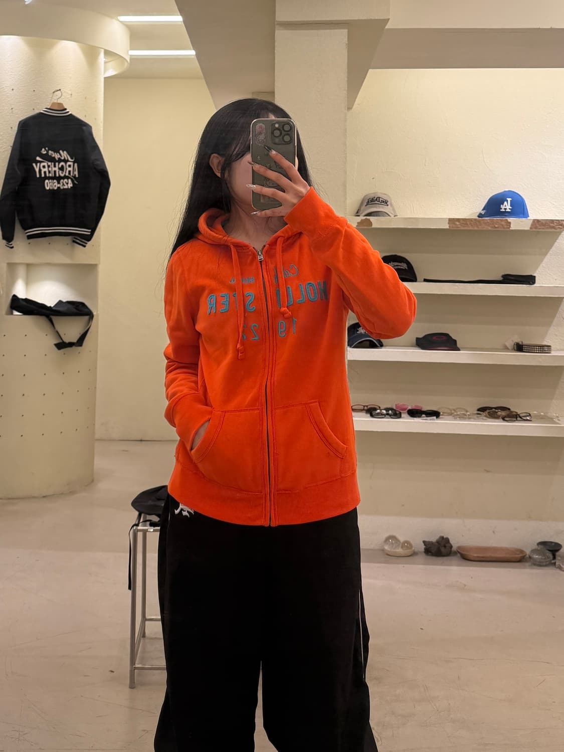 홀리스터 오렌지 빅로고 후드집업 U738 상품이미지1