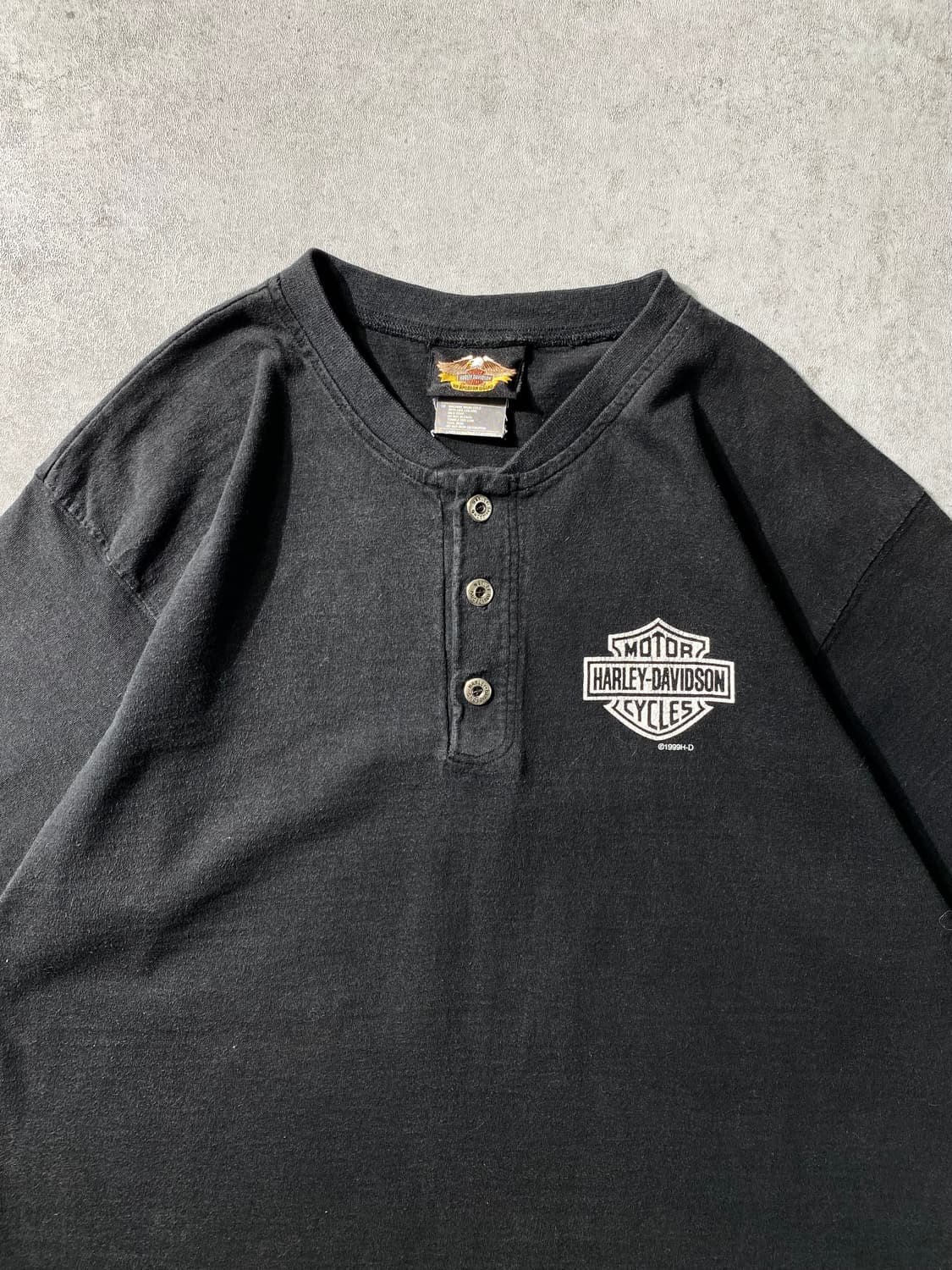 [L] 90s 할리데이비슨 헨리넥 반팔 Made in USA 상품이미지2