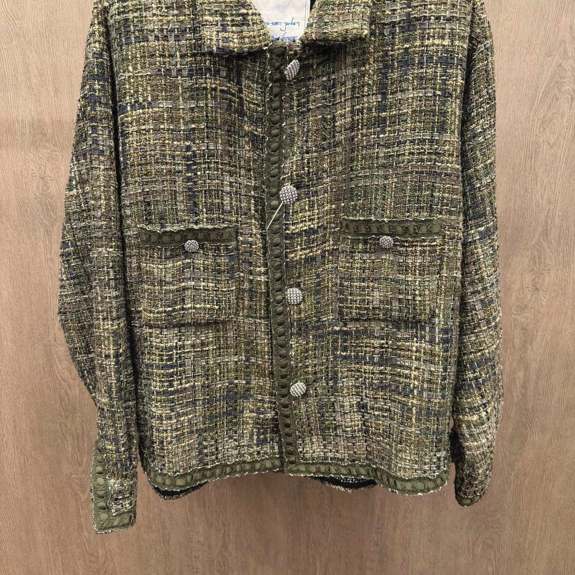 레디메이드 트위드 자켓 플랩 포켓 쥬얼 버튼 디테일 그린 상품이미지5