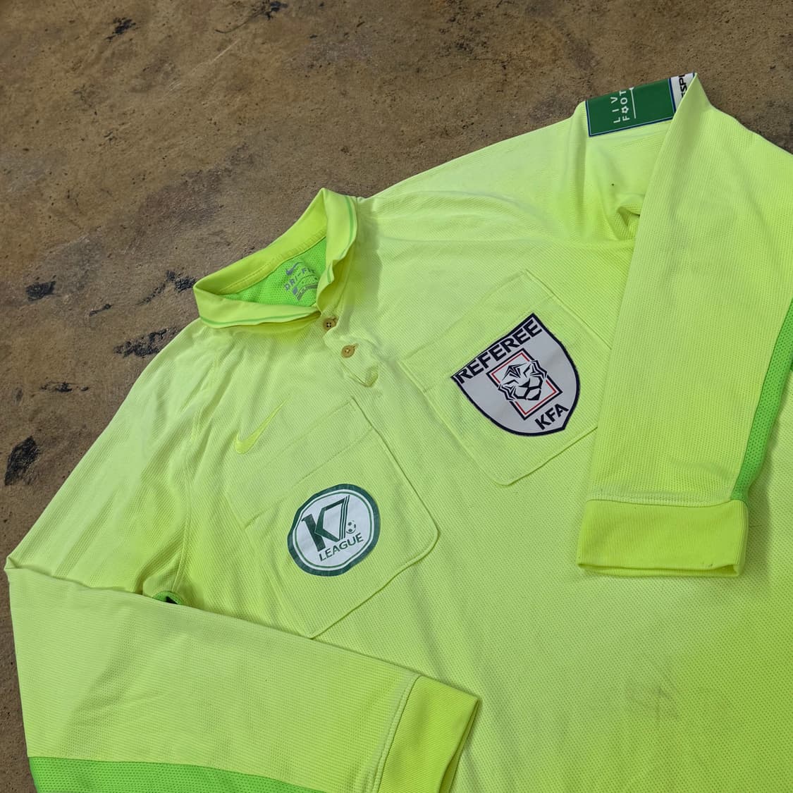[정품/L] 나이키 K리그 심판복 옐로우 카라 긴팔 티셔츠 b14 상품이미지1