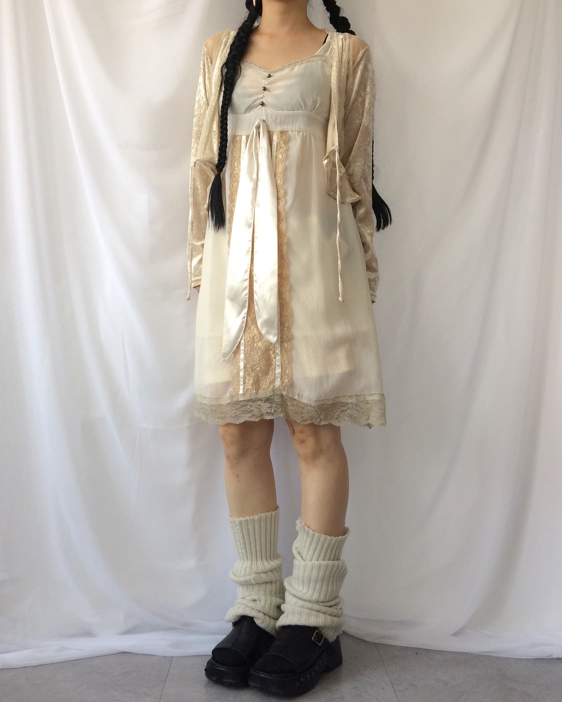 Lace trimming velvet cardigan 상품이미지10