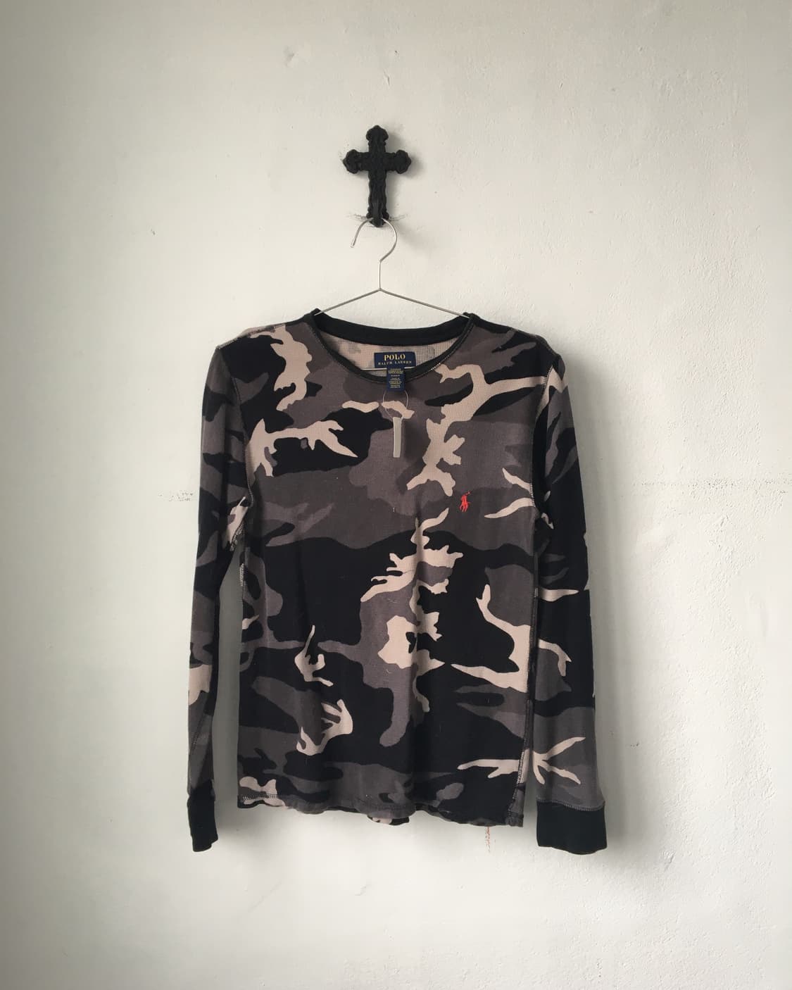 Polo camo pattern waffle sleeve 상품이미지1