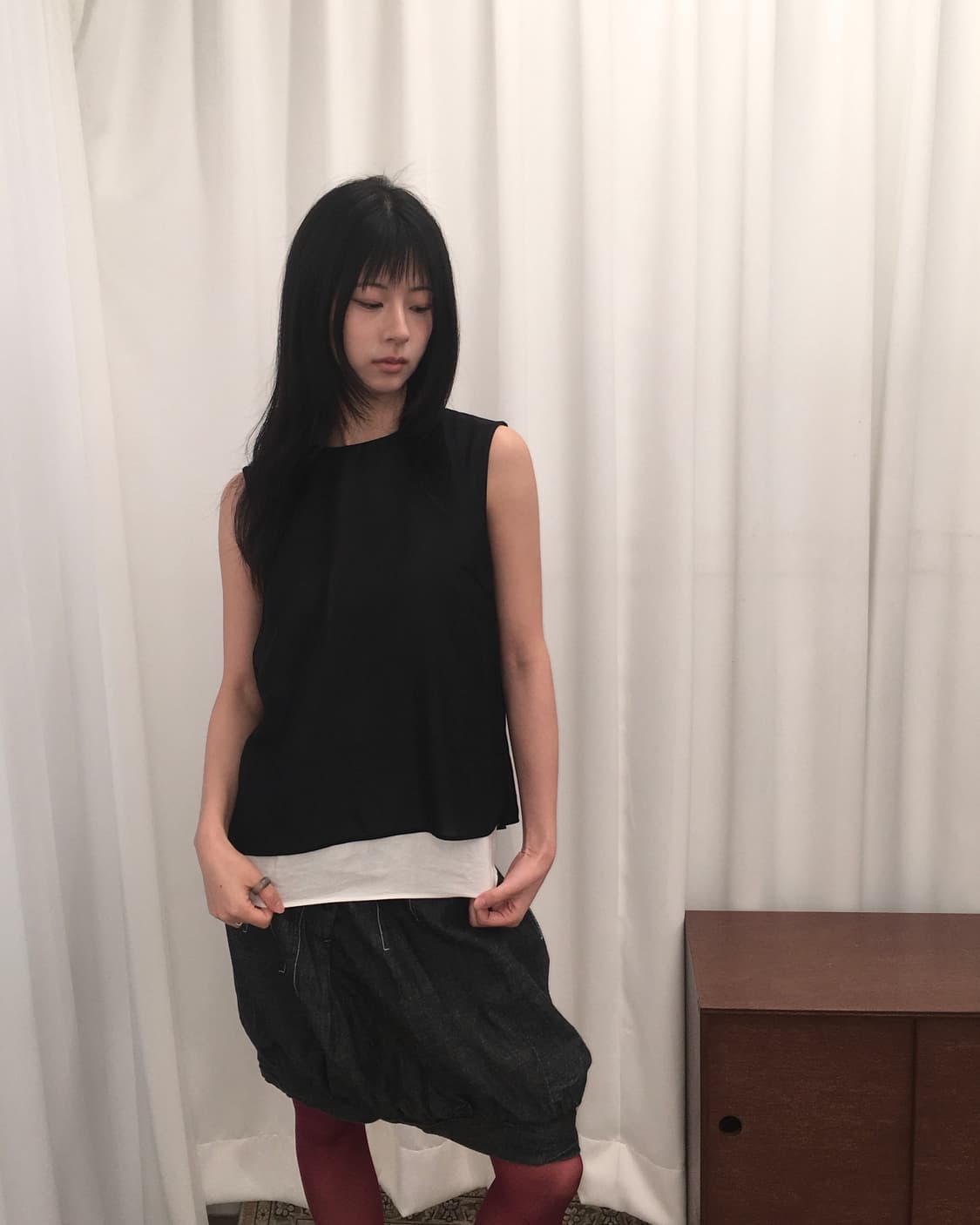 블랙 레이어드 슬리브리스 상품이미지2