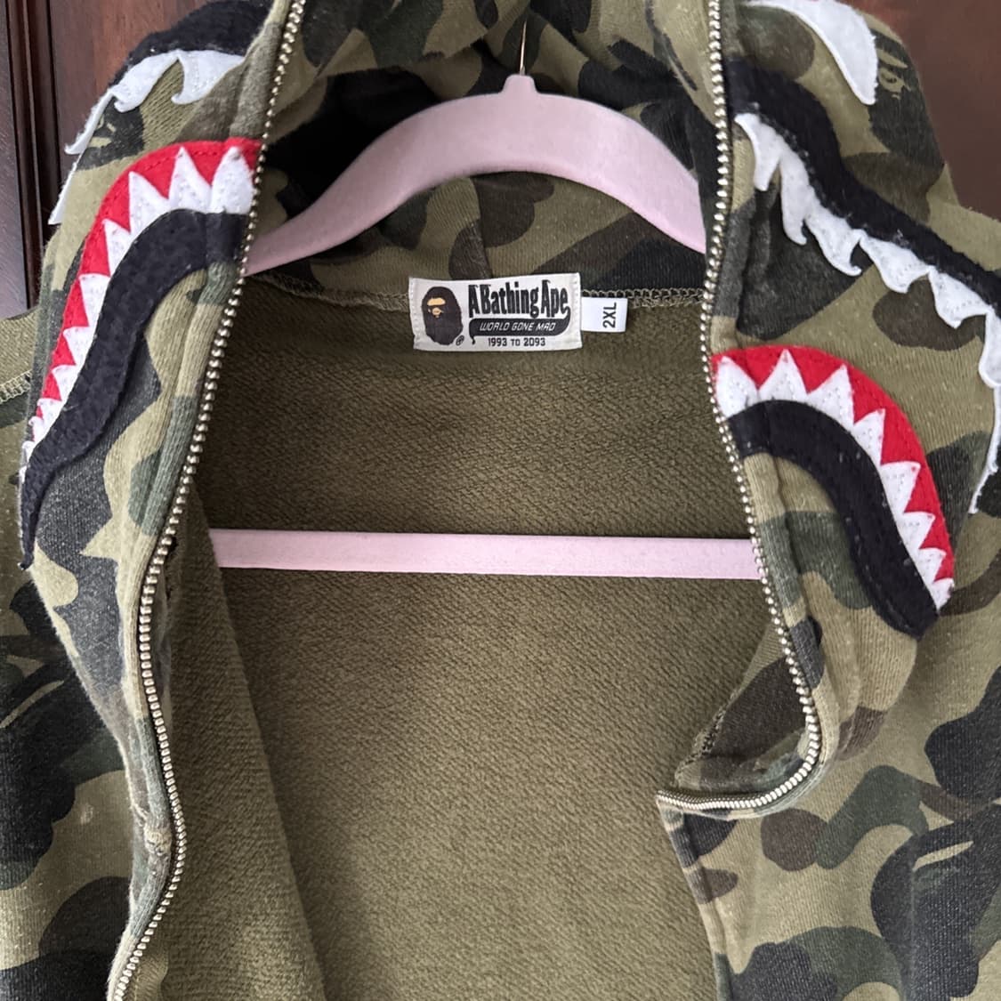 베이프 1st 카모 샤크 후드집업 녹계 2XL 상품이미지2