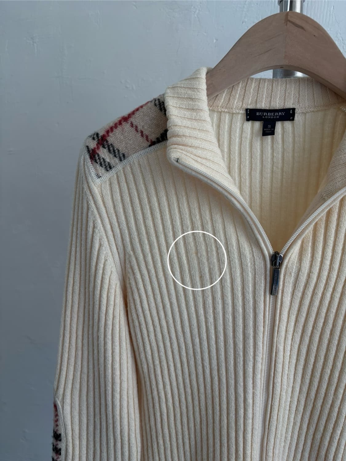 버버리 아이보리 노바체크 패치 니트 집업 상품이미지6