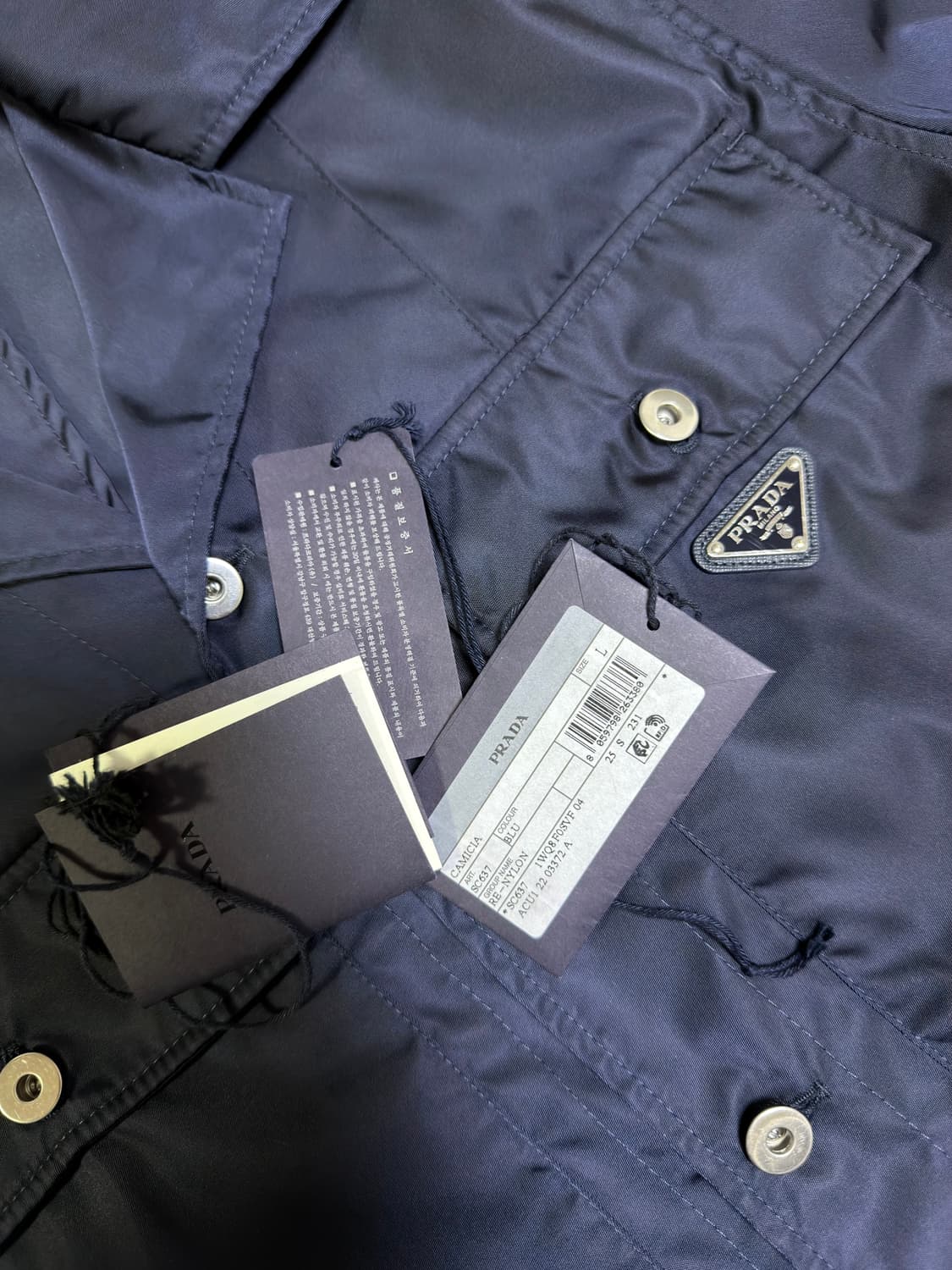 프라다 숏슬리브 리나일론 셔츠 네이비 L 상품이미지6