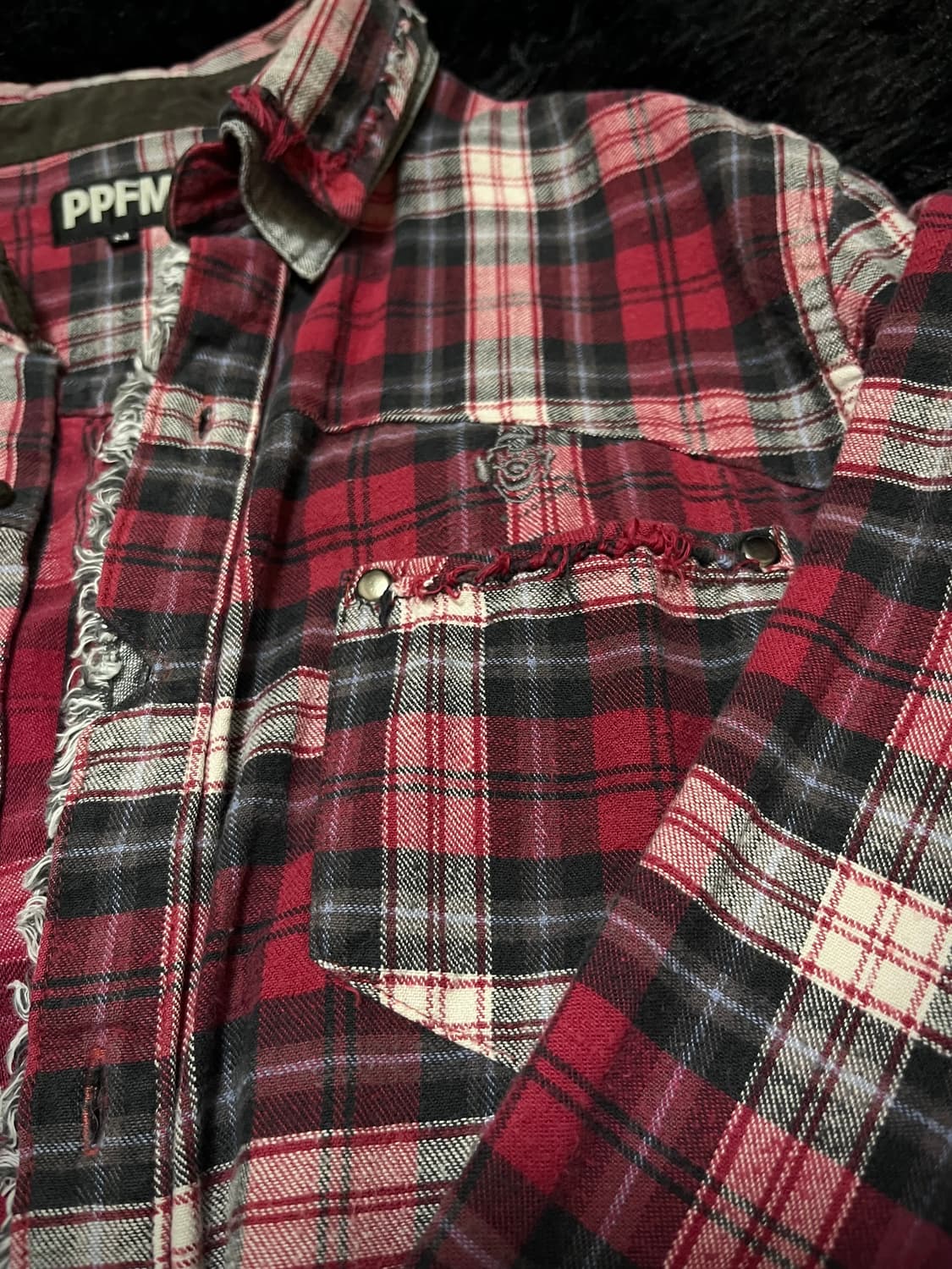 PPFM 그런지 디테일 체크 셔츠 상품이미지1