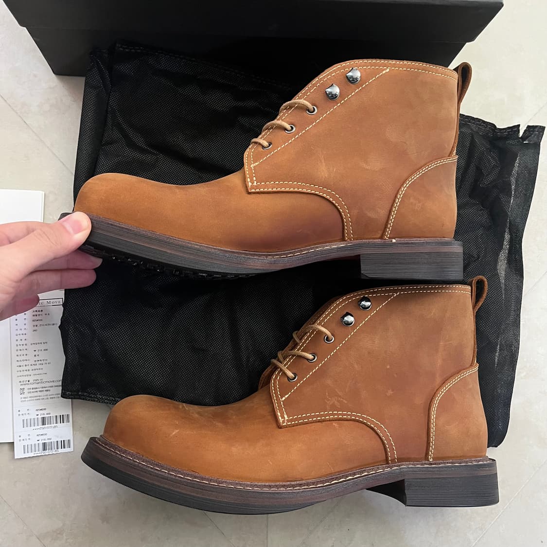 새상품(280) 로맨틱무브 레일로드 워커 오일 빈티지 탄 상품이미지3