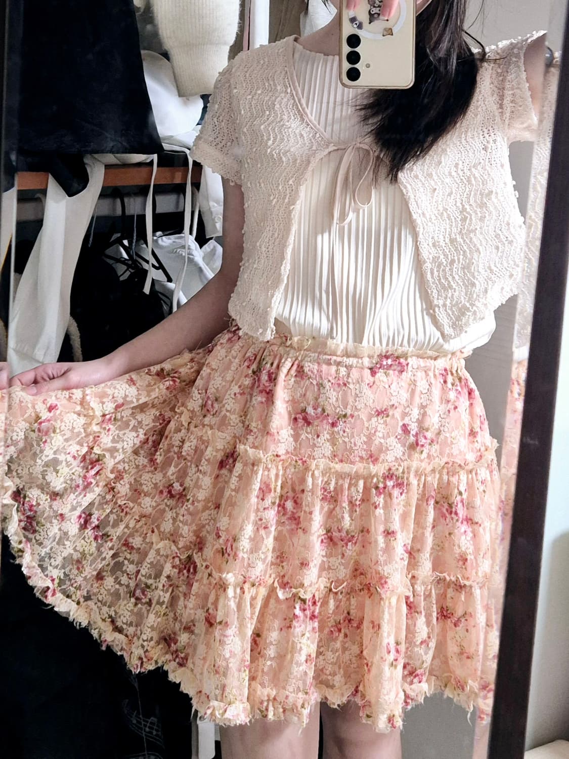 3p 엑시즈팜깔 히메 꽃무늬 스커트 빈티지 코디셋세트 상품이미지1