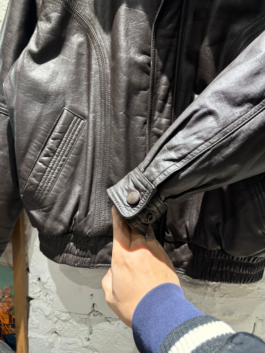 빈티지 소가죽 100% 천연 레더자켓 상품이미지7