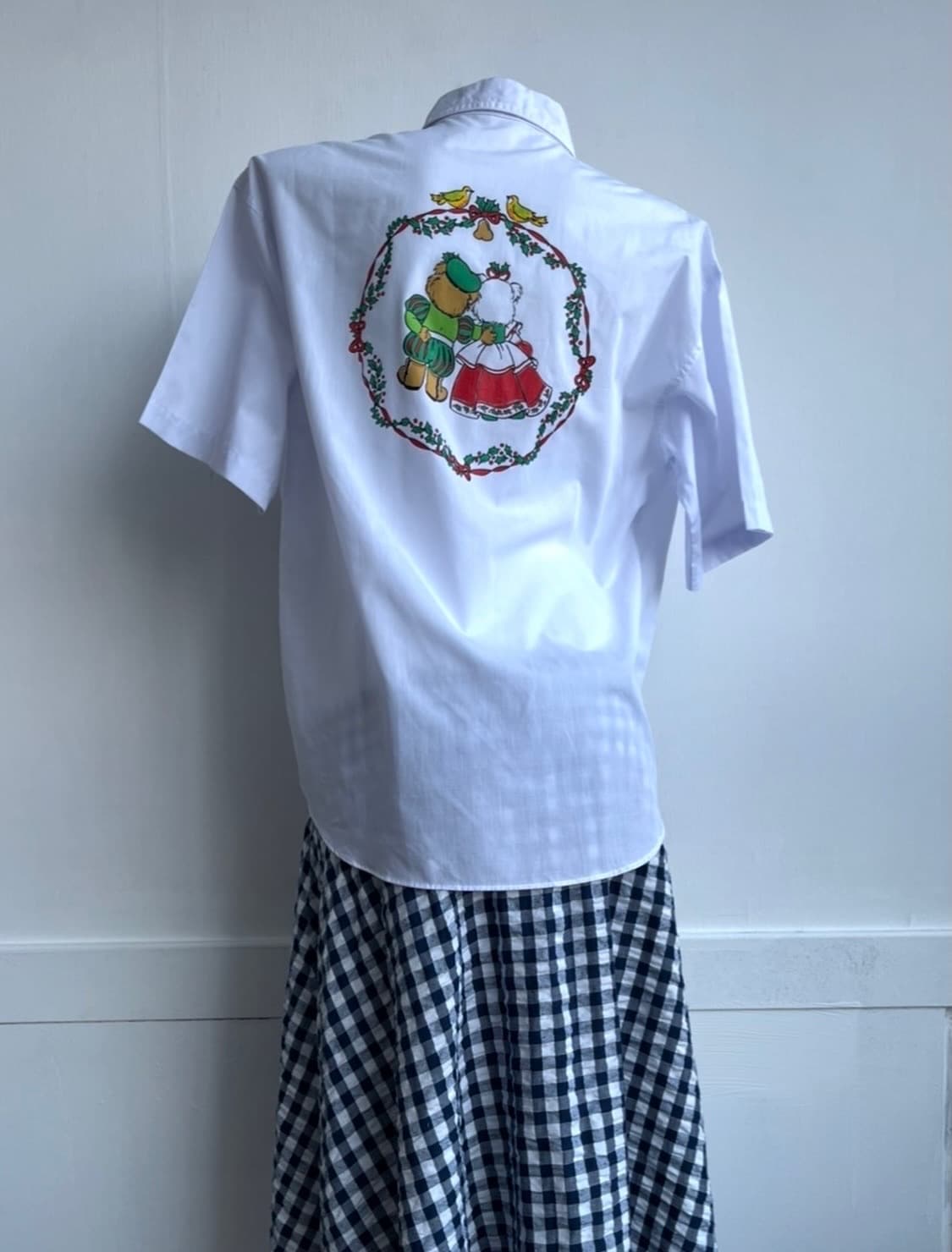 크리스마스 베어 프린팅 오버핏 반팔 셔츠 상품이미지6