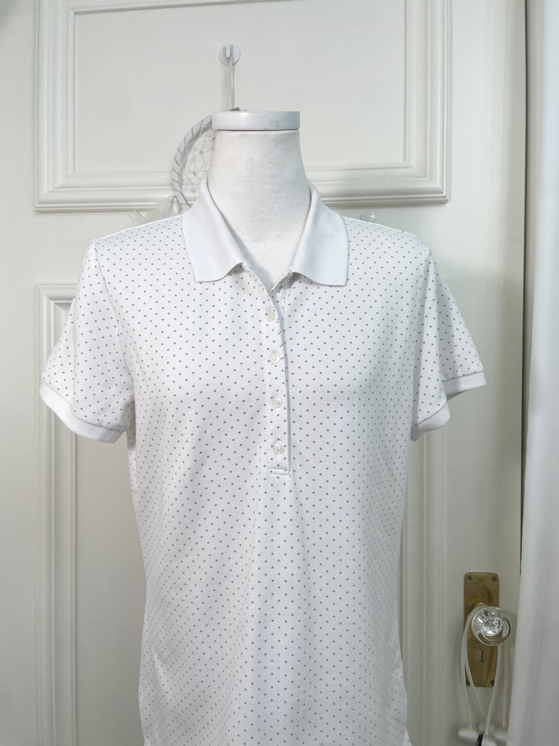 white gray dot pk top(size-XL) 상품이미지5