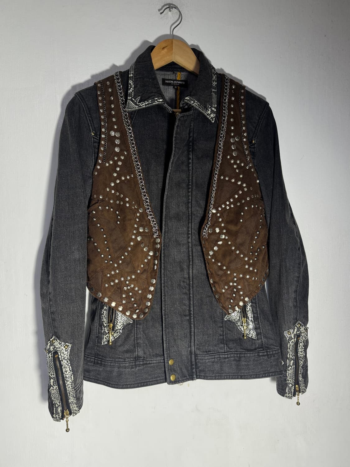 Mecca 스터드 체인 스웨이드 베스트 웨스턴 y2k 글램록 상품이미지3