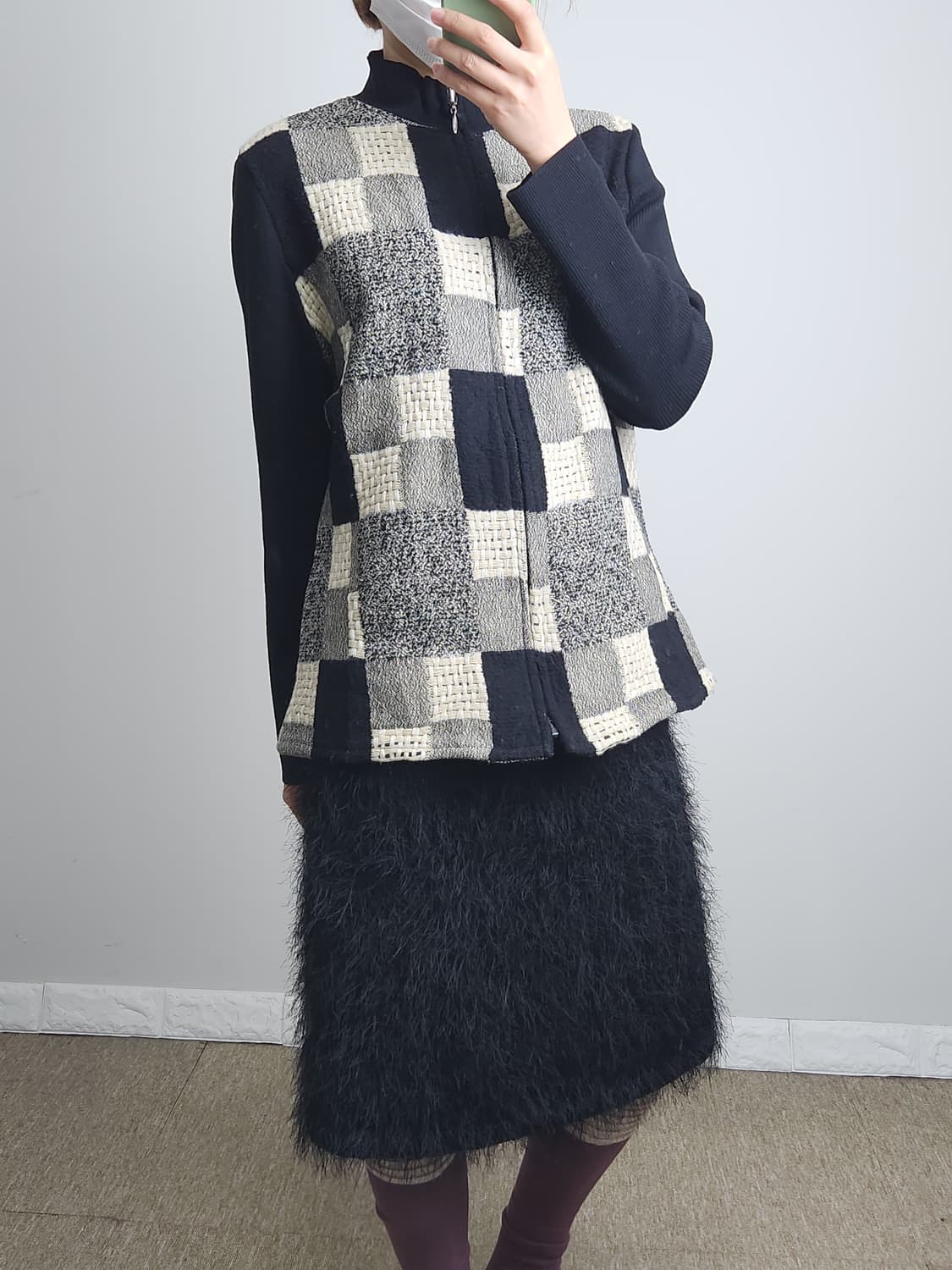 스퀘어 골지 울 집업 상품이미지2