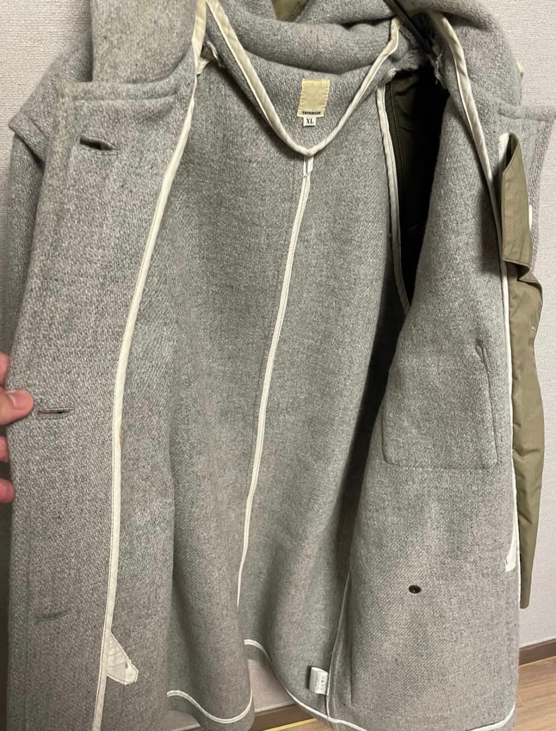 Tatamize 타타미제 더플코트 떡볶이코트 그레이카키 상품이미지5