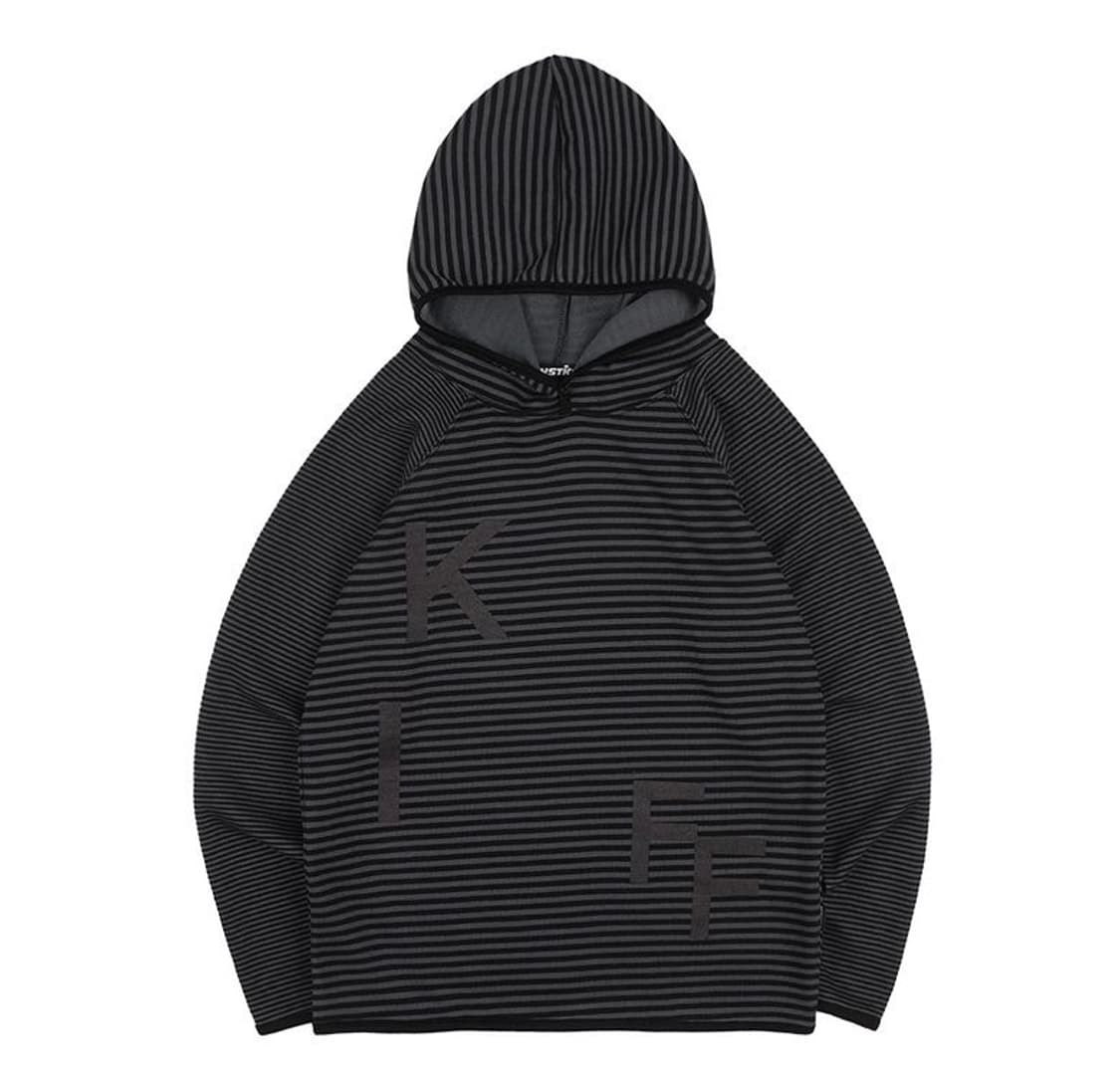 카이파이 네스트킥 키프 스트라이프 후드 롱슬리브 블랙 상품이미지1