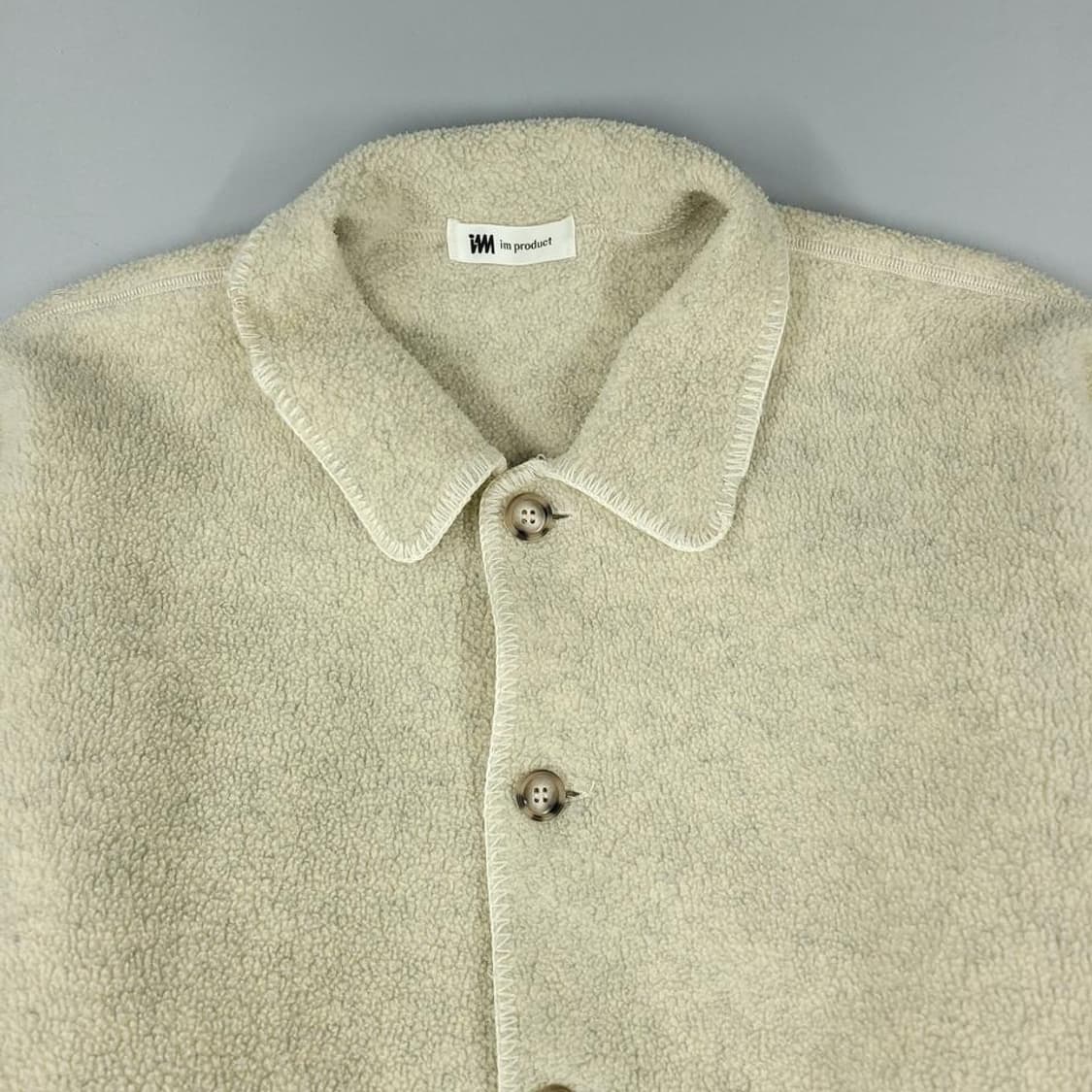 IM PRODUCT 이세이미야케 아이보리 플리스 하프코트 XL 상품이미지1