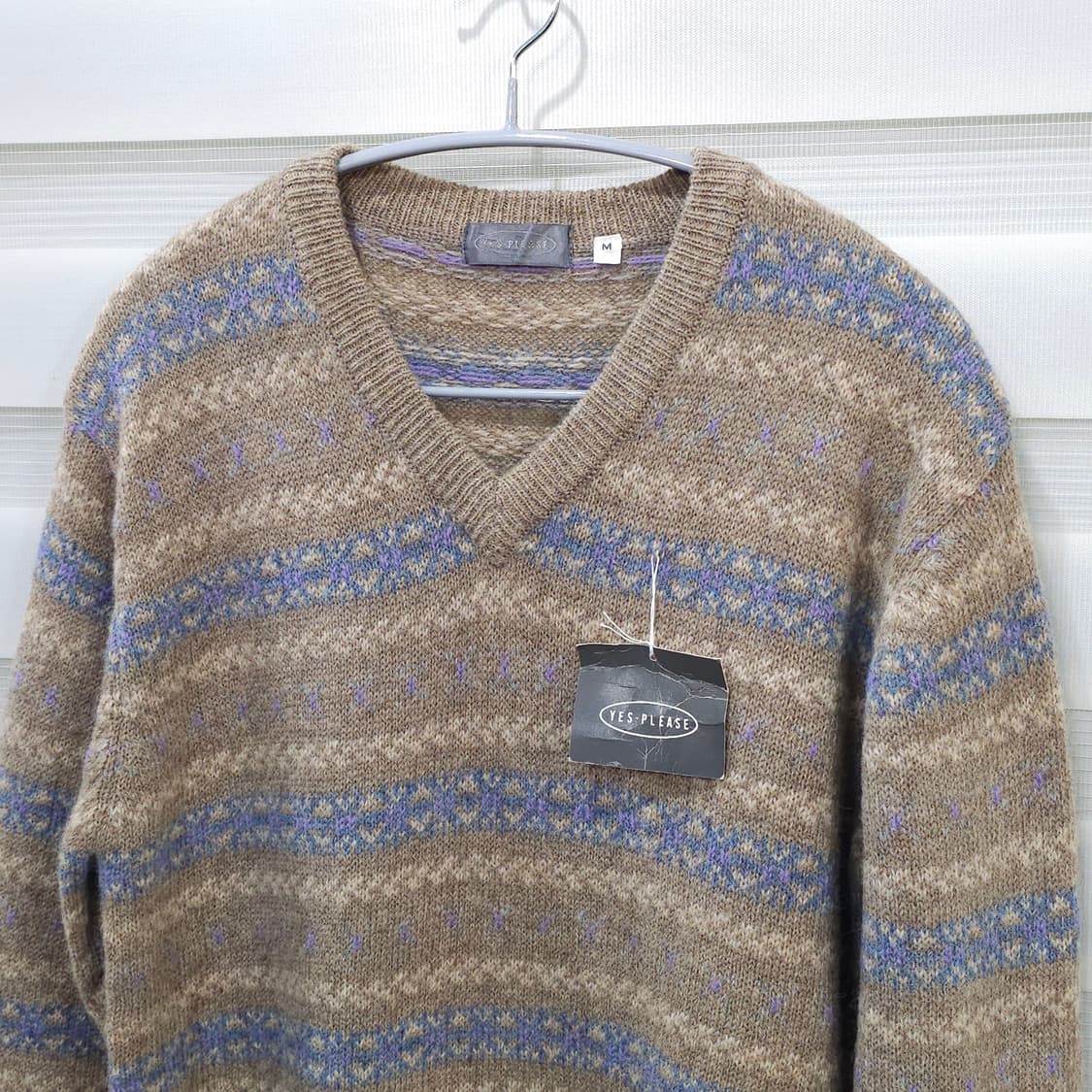 JAPAN 빈티지 YES PLEASE 브이넥 니트 스웨터- M 상품이미지2