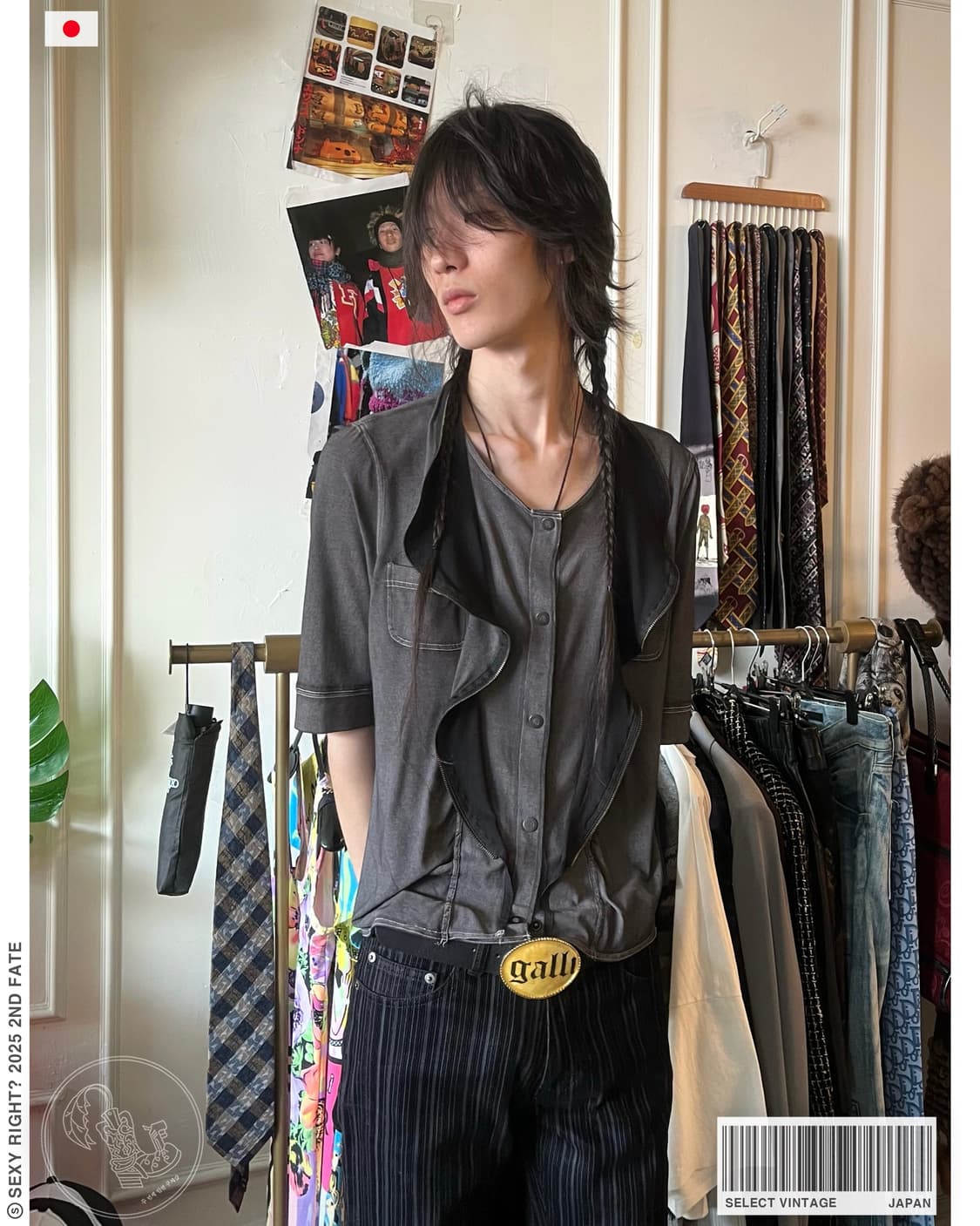 JPN Vintage Fake 3D Zip Layered 1/2 Top 상품이미지1