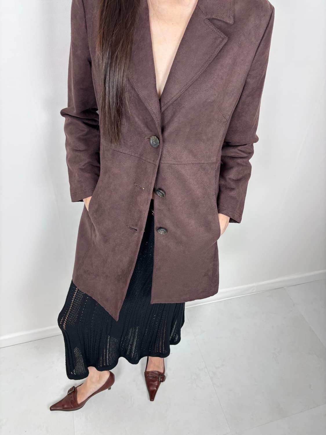 BROWN BURGUNDY SUEDE JACKET 상품이미지2