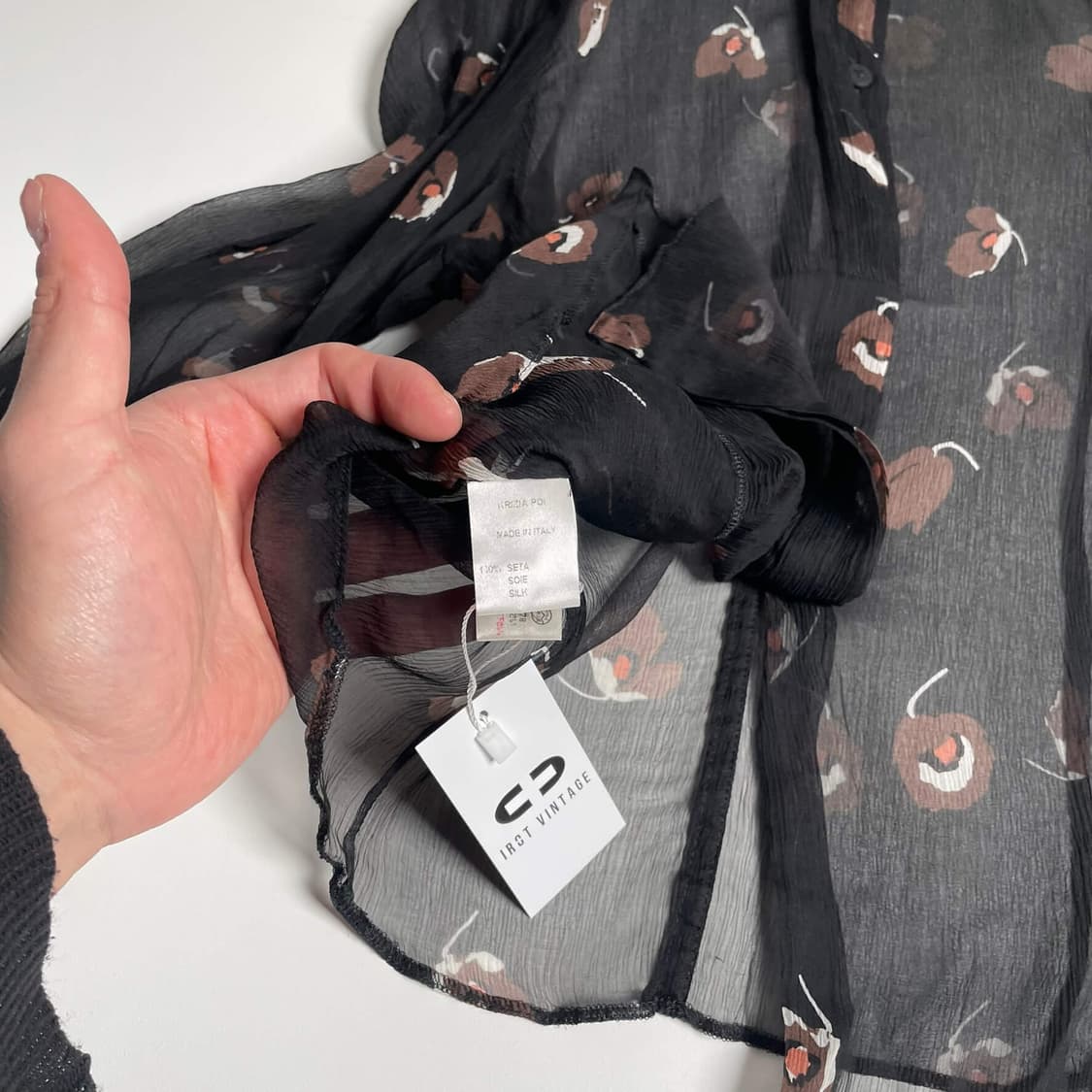 Krizia poi 실크 100 플라워 패턴 셔츠 (italy)   상품이미지8