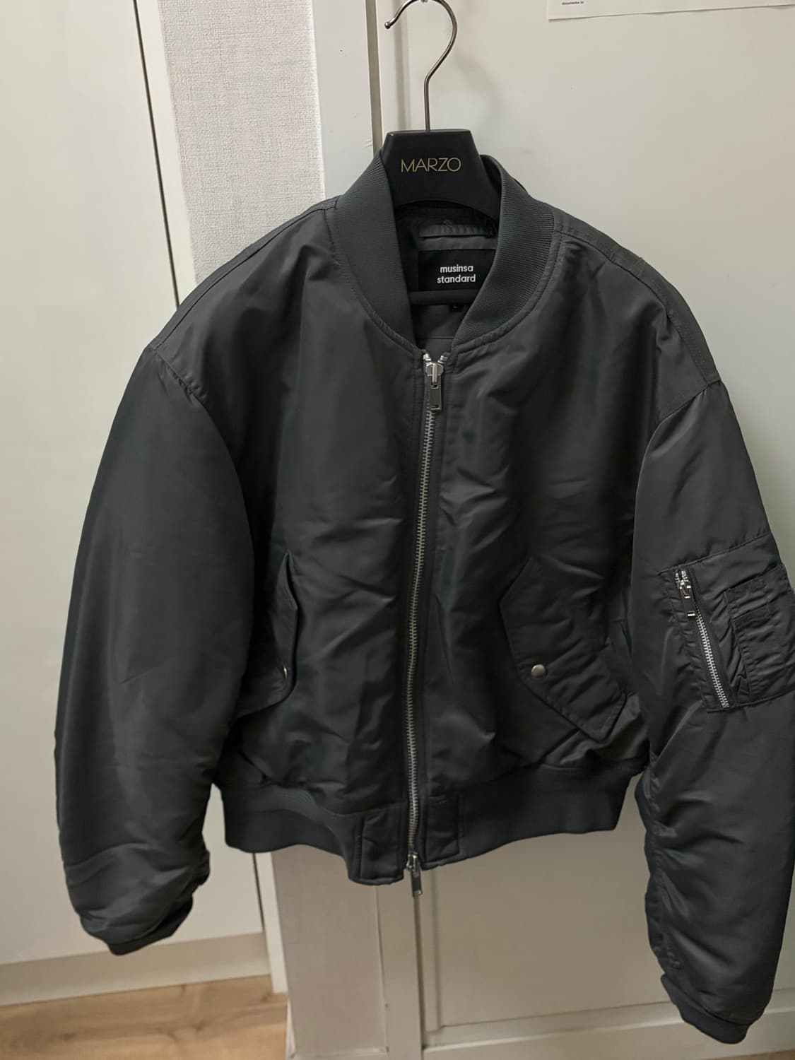 (L, 다크 그레이) 무탠다드 쇼트 MA-1 보머 재킷 상품이미지3