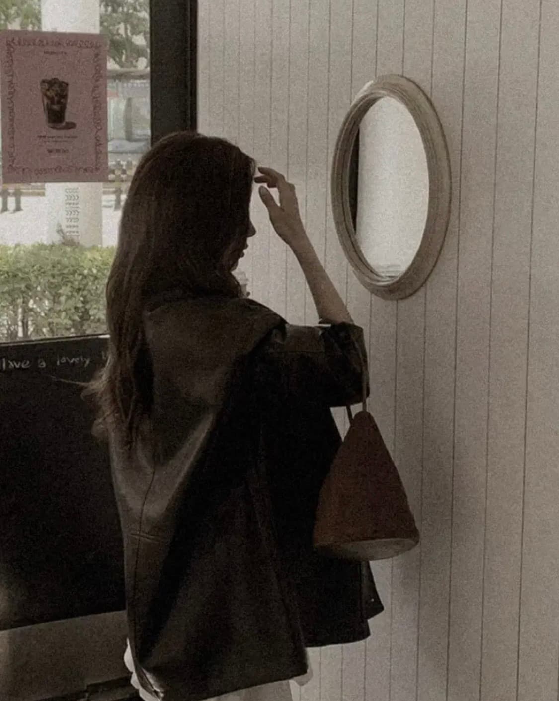 카라 포켓 하프 레더 자켓 브라운 상품이미지5