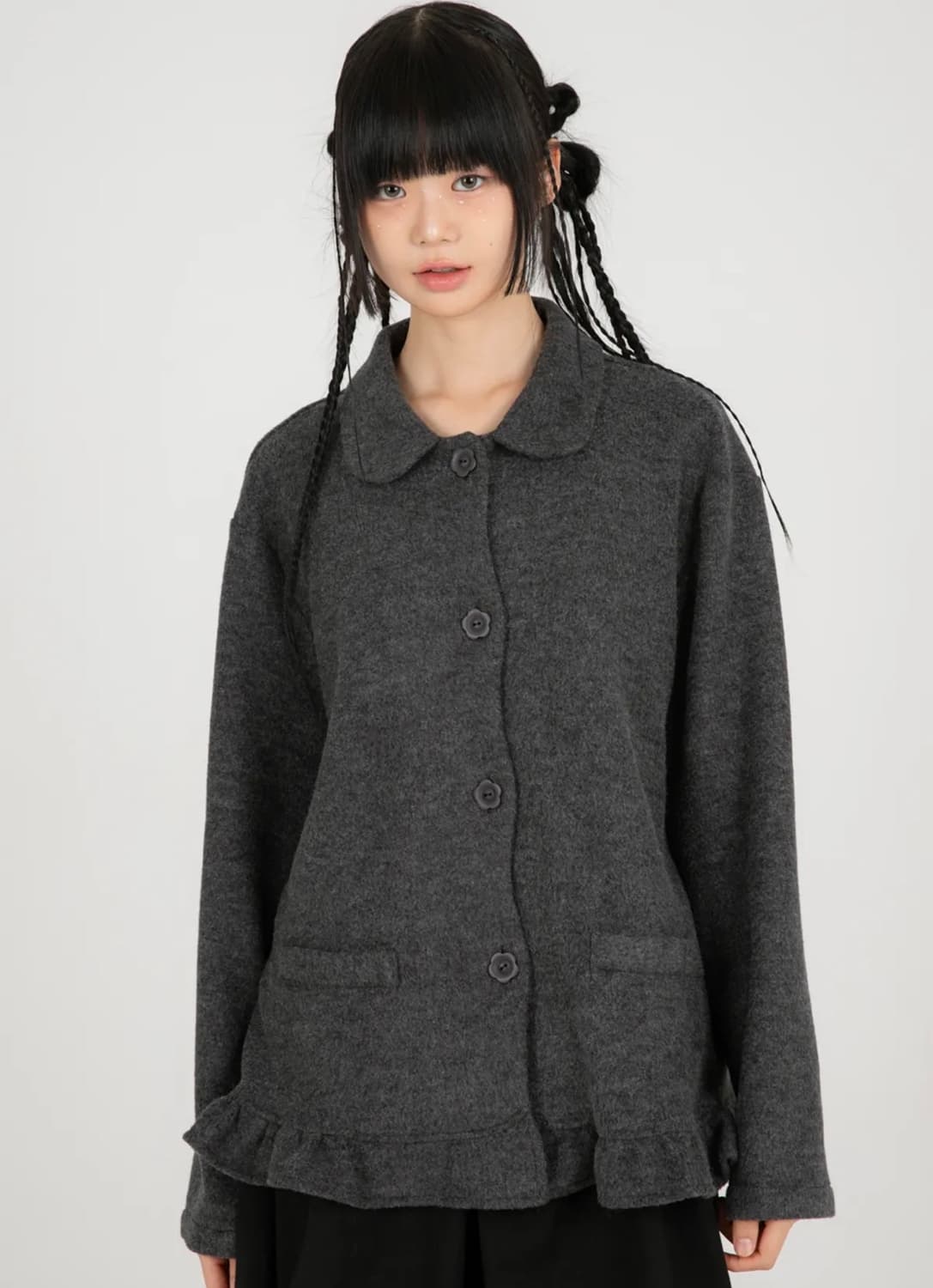 나이엔 라운드 플라켓 가디건 자켓 상품이미지2