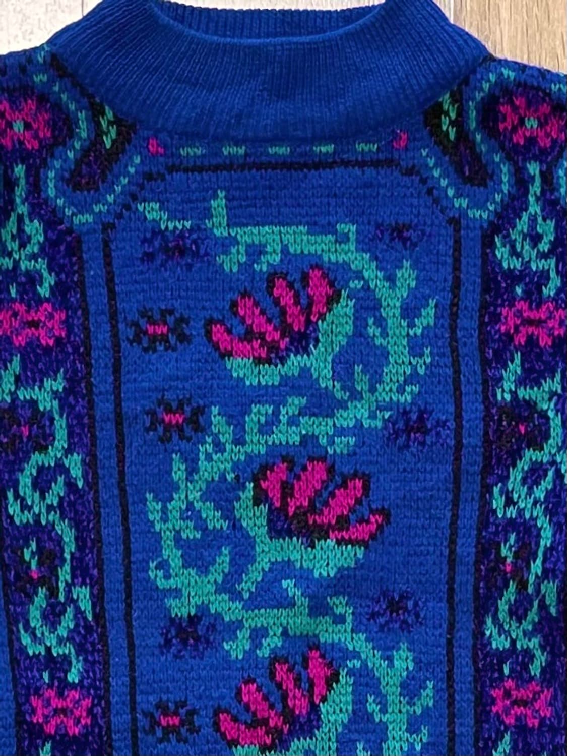 택포) Made Italy 빈티지 플라워 패턴 어글리 니트 스웨터 상품이미지2