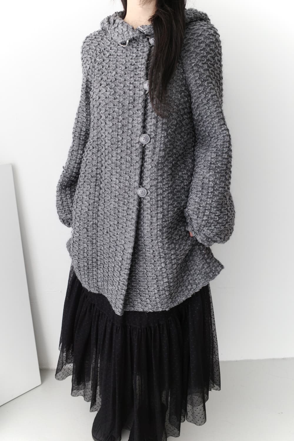 tsumori chisato) balloon knit hood coat 상품이미지3