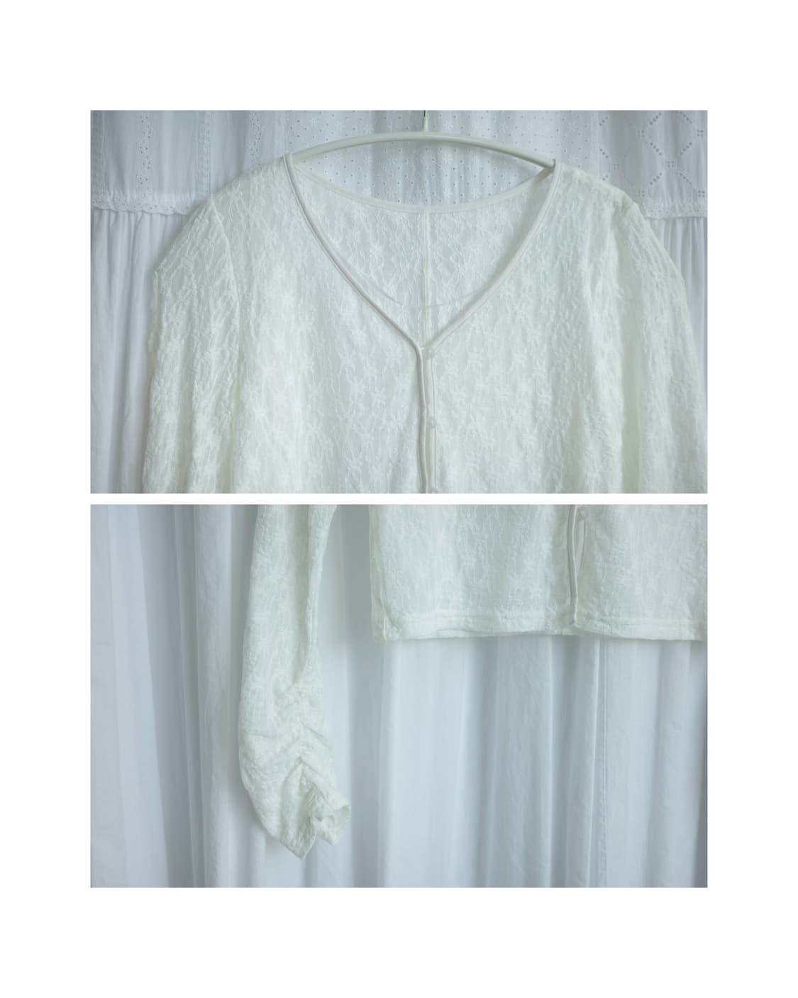 White lace shirring cardigan 상품이미지2