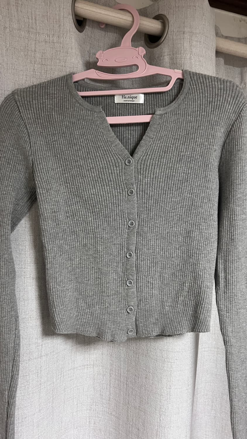 히니크 브이넥골지가디건 그레이 상품이미지3