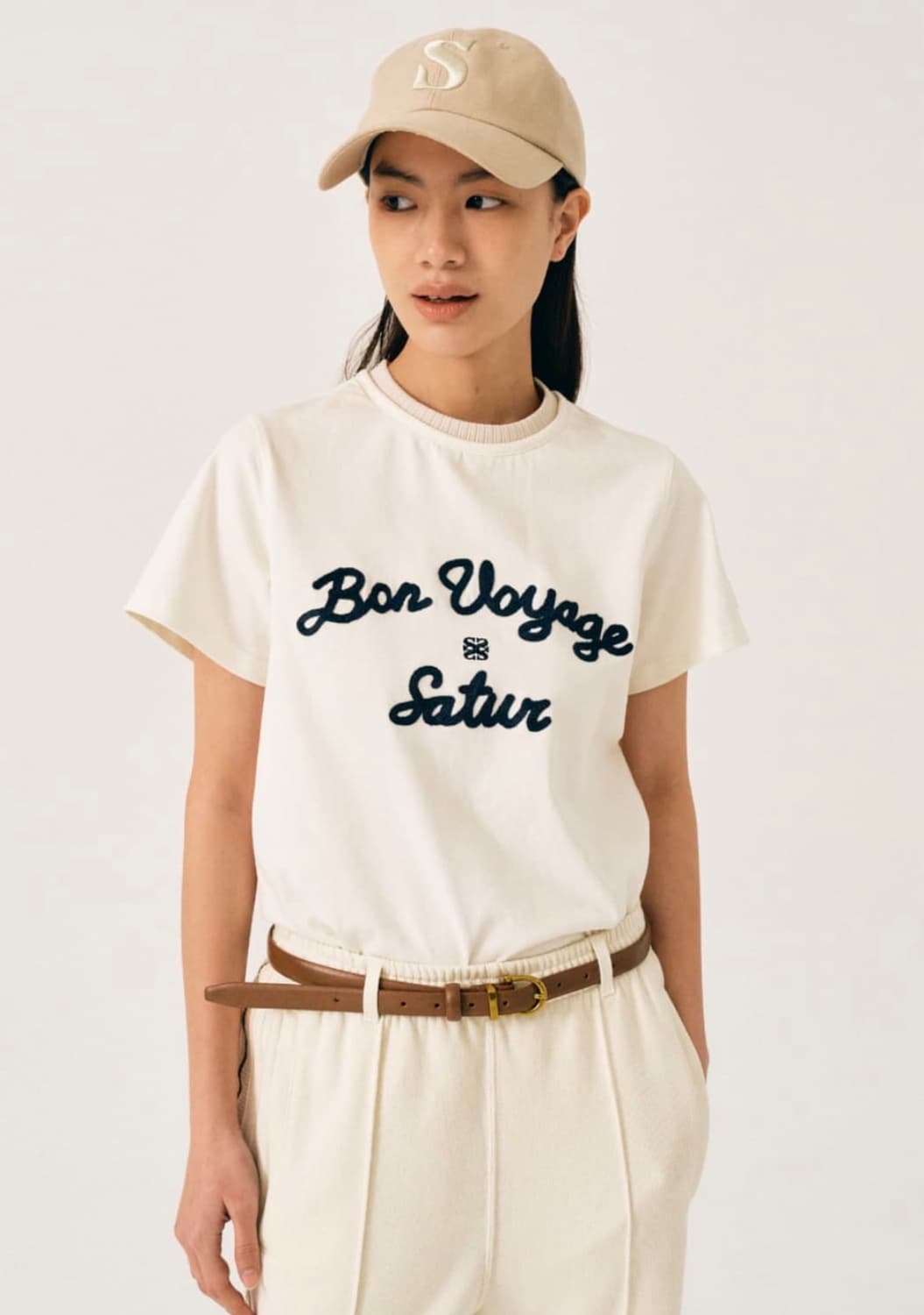 세터 로고 자수 보야지 반팔 티셔츠 리조트 아이보리 S  상품이미지4