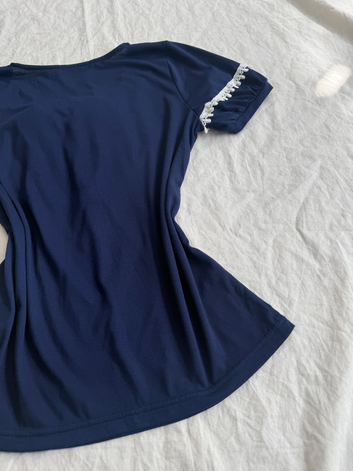 엑시즈팜 네이비 왕리본 로걀 반팔 블라우스 상품이미지6