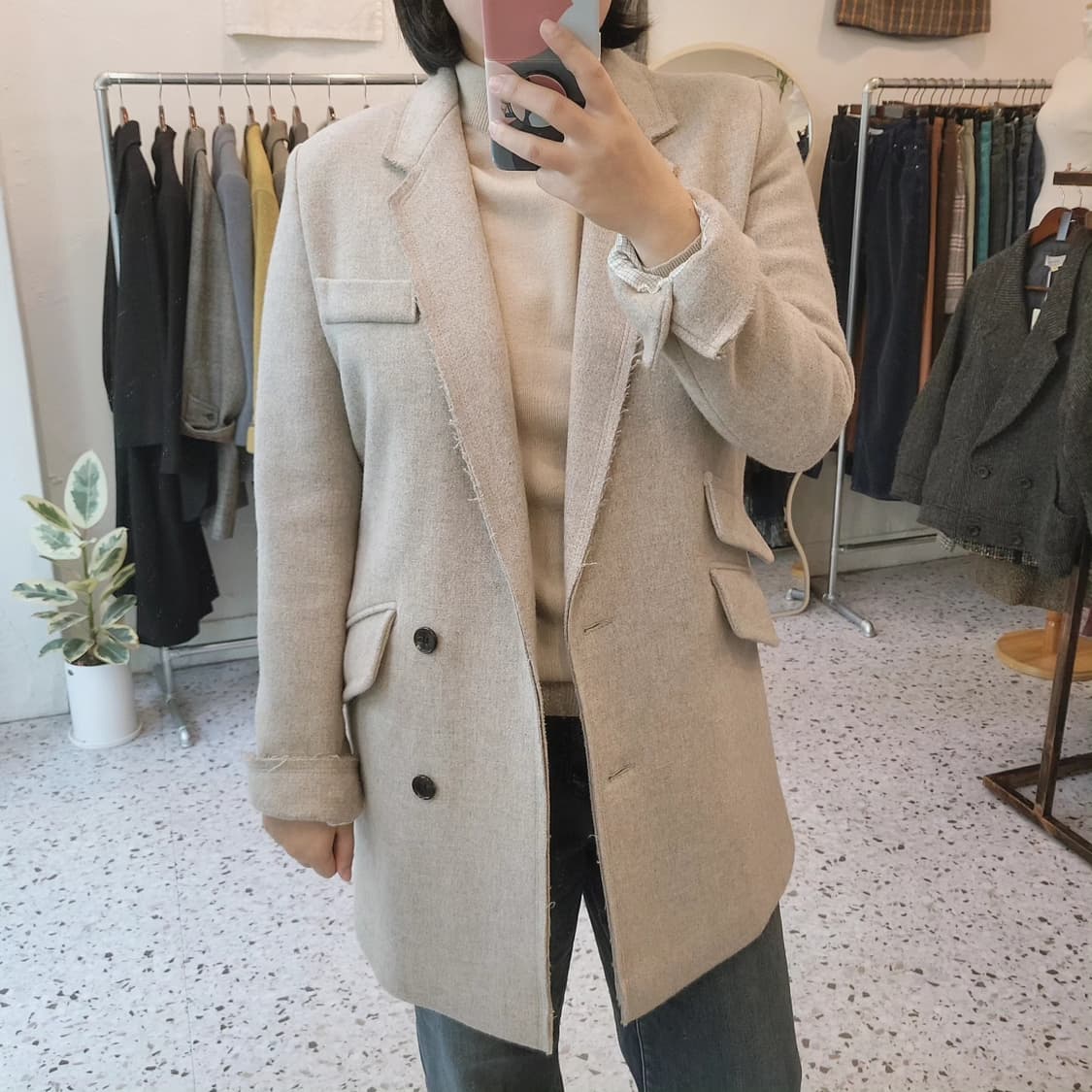 Robert rodriguez 오트밀 모직코트 상품이미지8