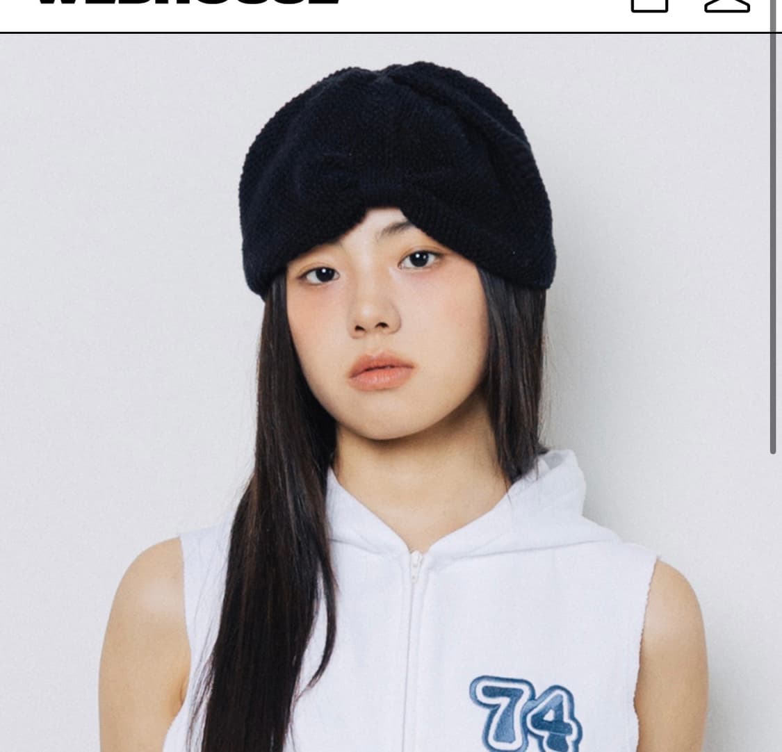 웹하우스 리본 비니 새상품 블랙 상품이미지1