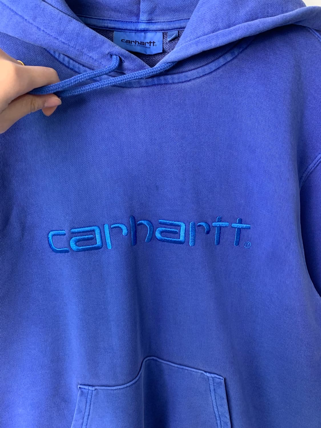칼하트 wip 스펠아웃 블루 후드티 상품이미지4