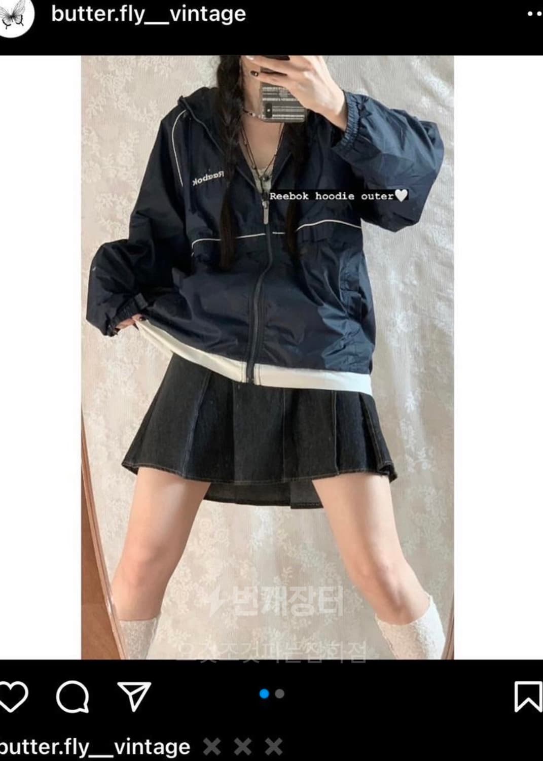 butterfly vintage reebok 리복 네이비 바람막이 후디 상품이미지1