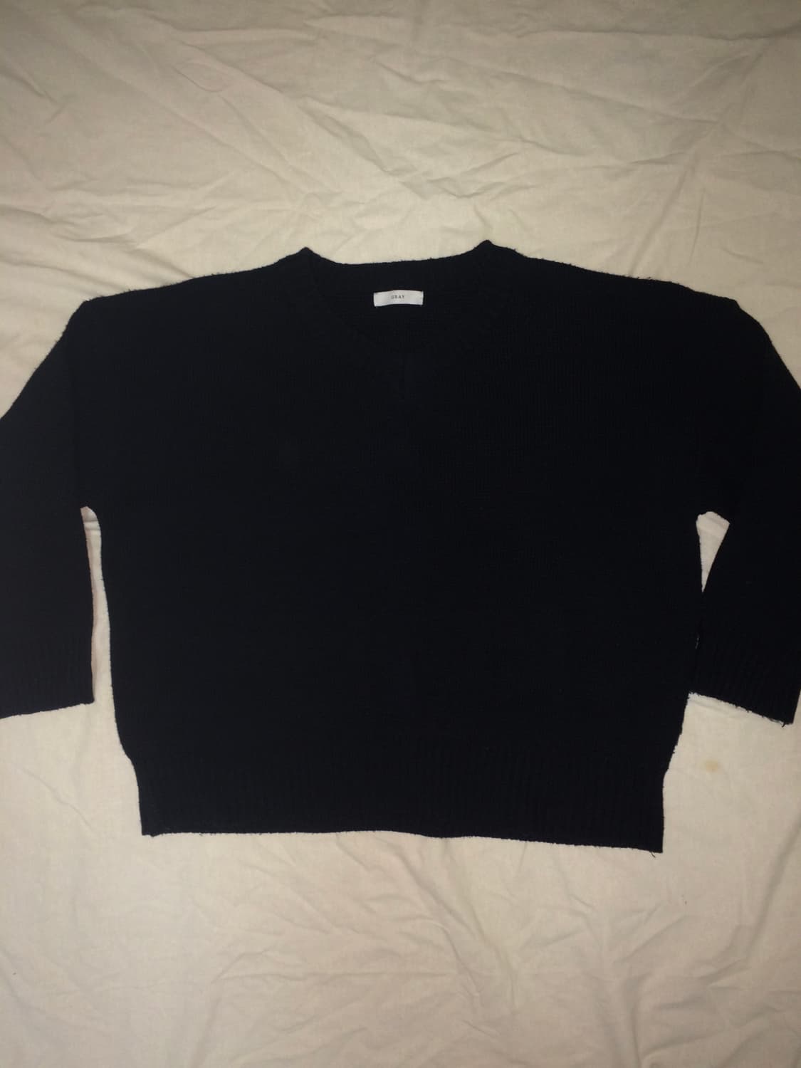 Overfit V neck knit & fitted denim shirt 상품이미지3