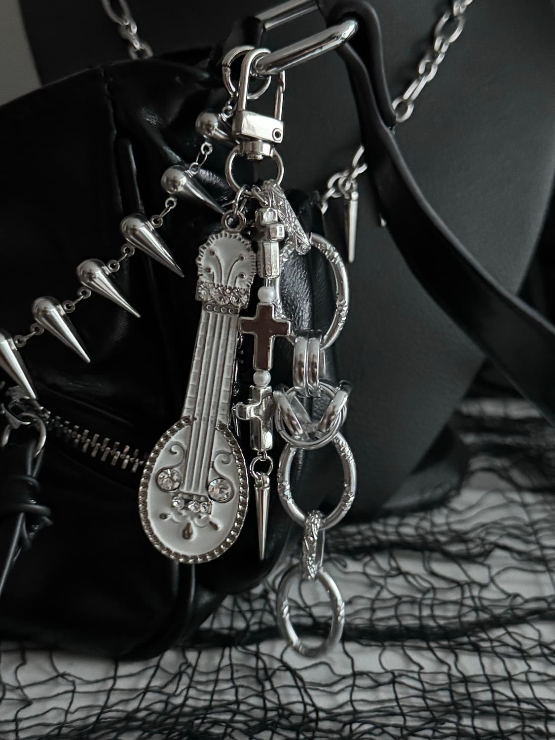 화이트 기타 십자가 크로스 블링 체인 키링 상품이미지4