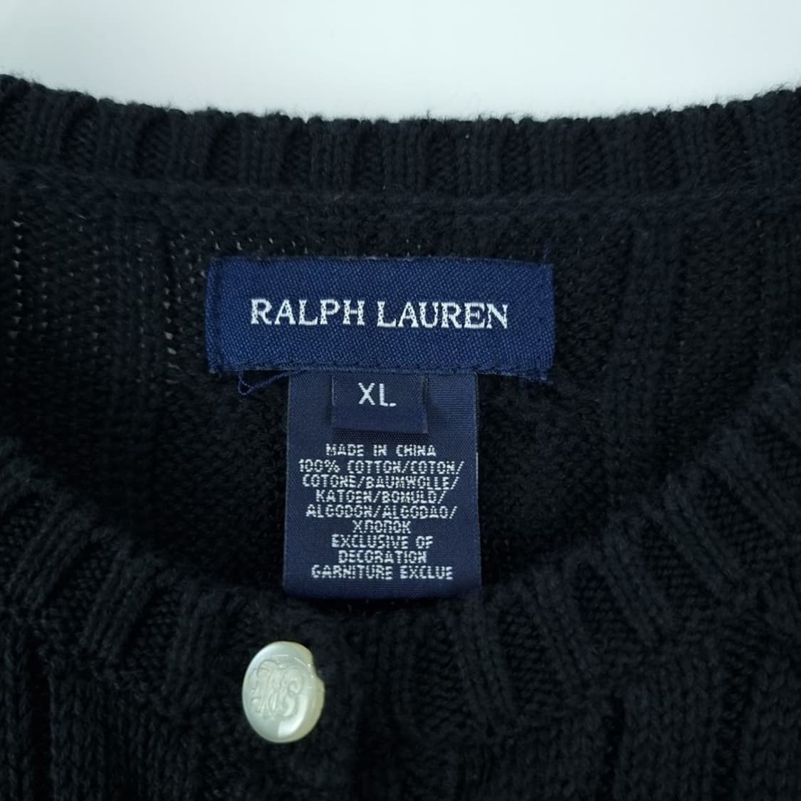 [폴로 랄프로렌] 포니 로고 자수 케이블 꽈배기 가디건 블랙 M20256 상품이미지7