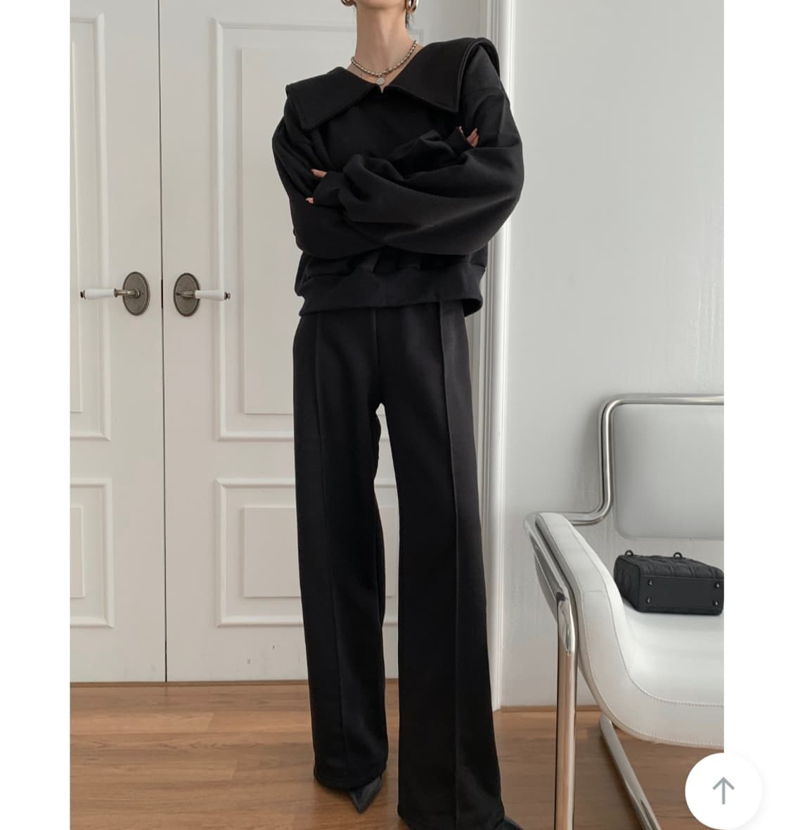 블랙 카라넥 와이드팬츠 세트 상품이미지7