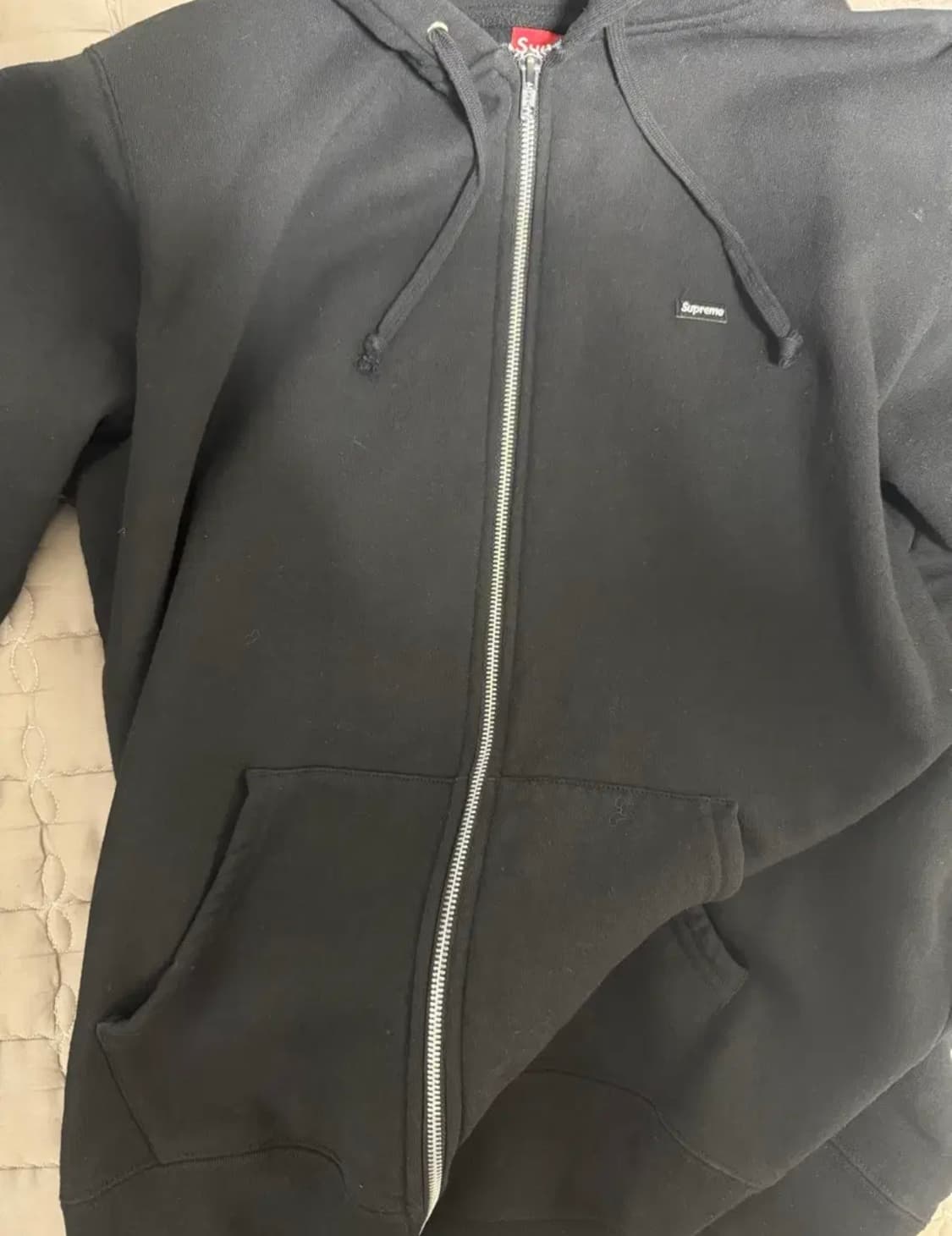 슈프림 스몰 박스 집업 후드 스웨트셔츠 블랙 상품이미지4