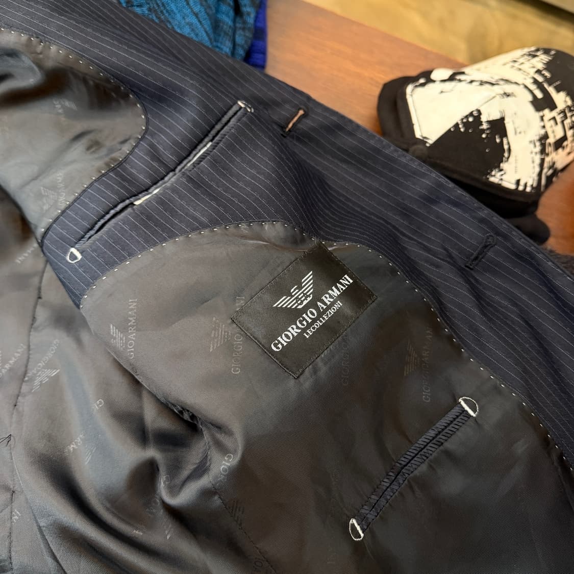 조르지오 아르마니 블랙 네이비 스트라이프 블레이저 자켓 52 이탈리아생산 상품이미지8