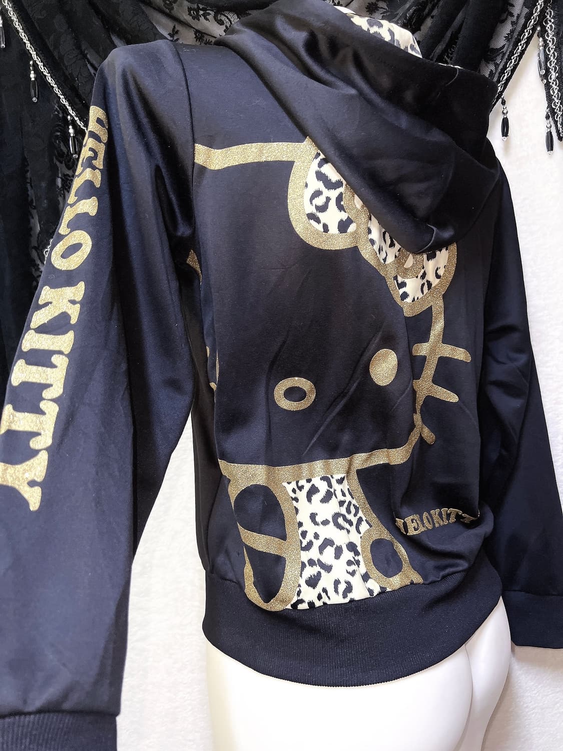 고전 헬로키티 레오파드 호피 오네갸루 펑크 후드집업  y2k 저지 핀터 상품이미지5