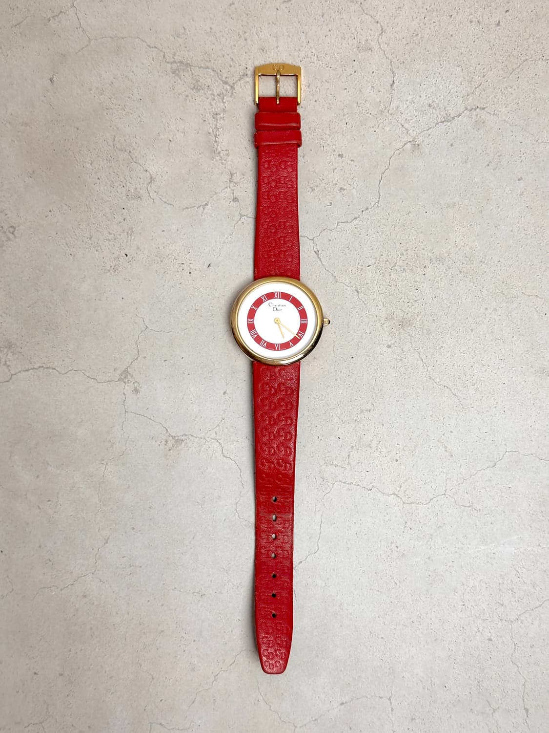 남녀공용 크리스찬 디올 빈티지 레드 레더 워치 33mm 상품이미지2