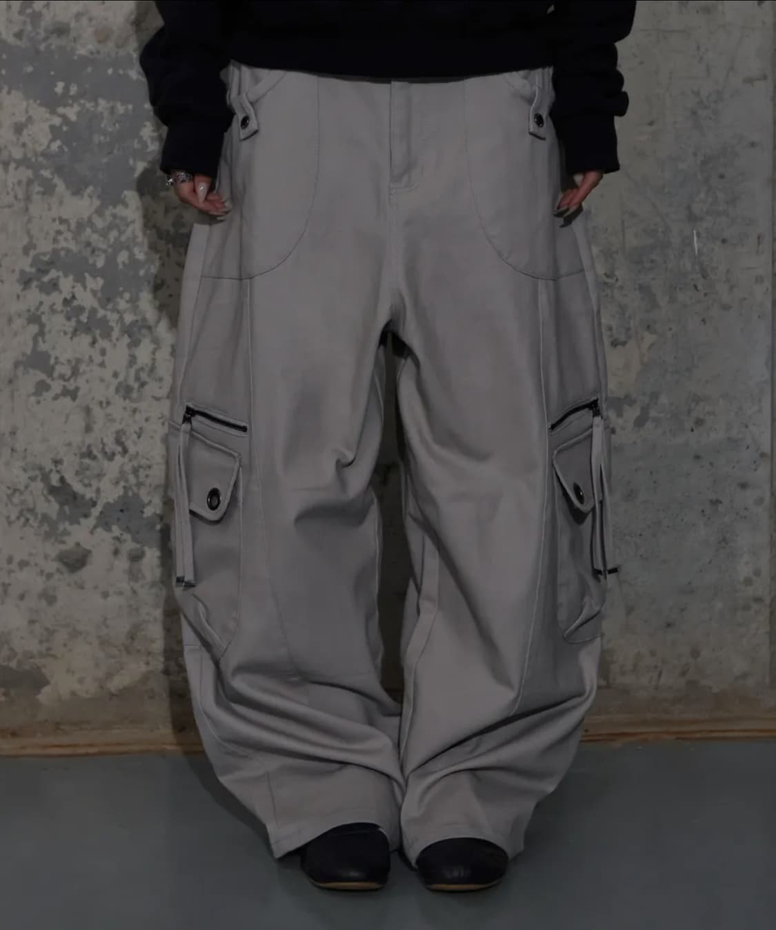 팬시클럽 크로스 포켓 카고 팬츠 핑크 베이지 상품이미지2